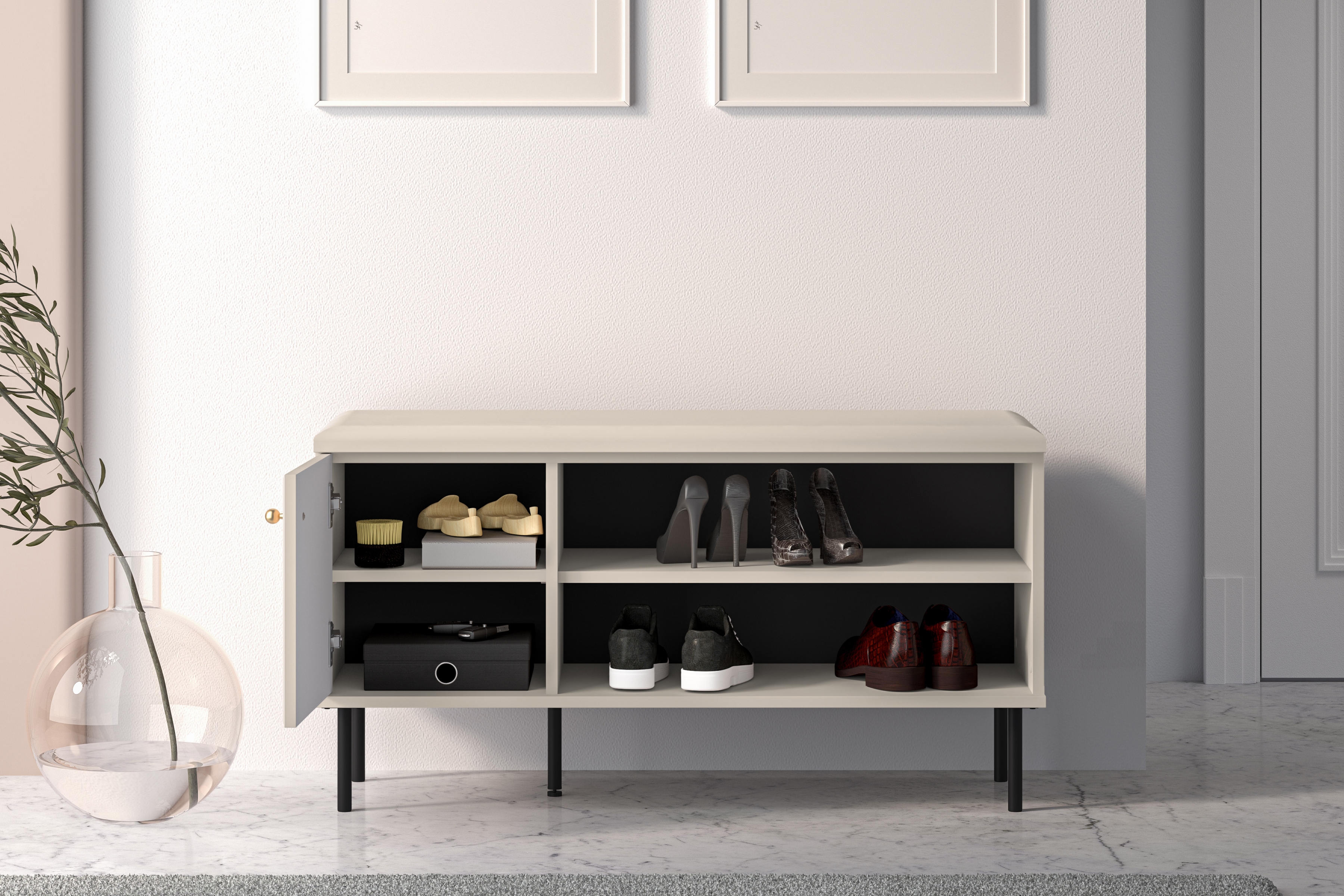 Předsíňová komoda Jamuzi 102 cm - kašmír Komoda do předsíně Jamuzi 15 - 102 cm - kašmír