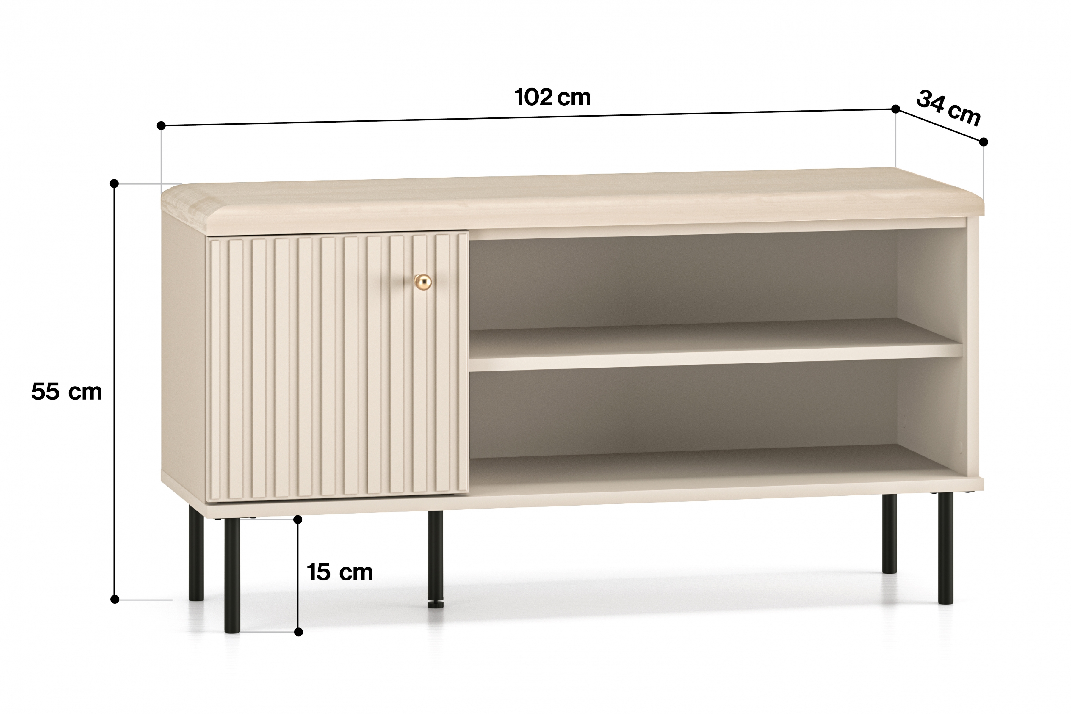 Předsíňová komoda Jamuzi 102 cm - kašmír Komoda do předsíně Jamuzi 15 - 102 cm - kašmír