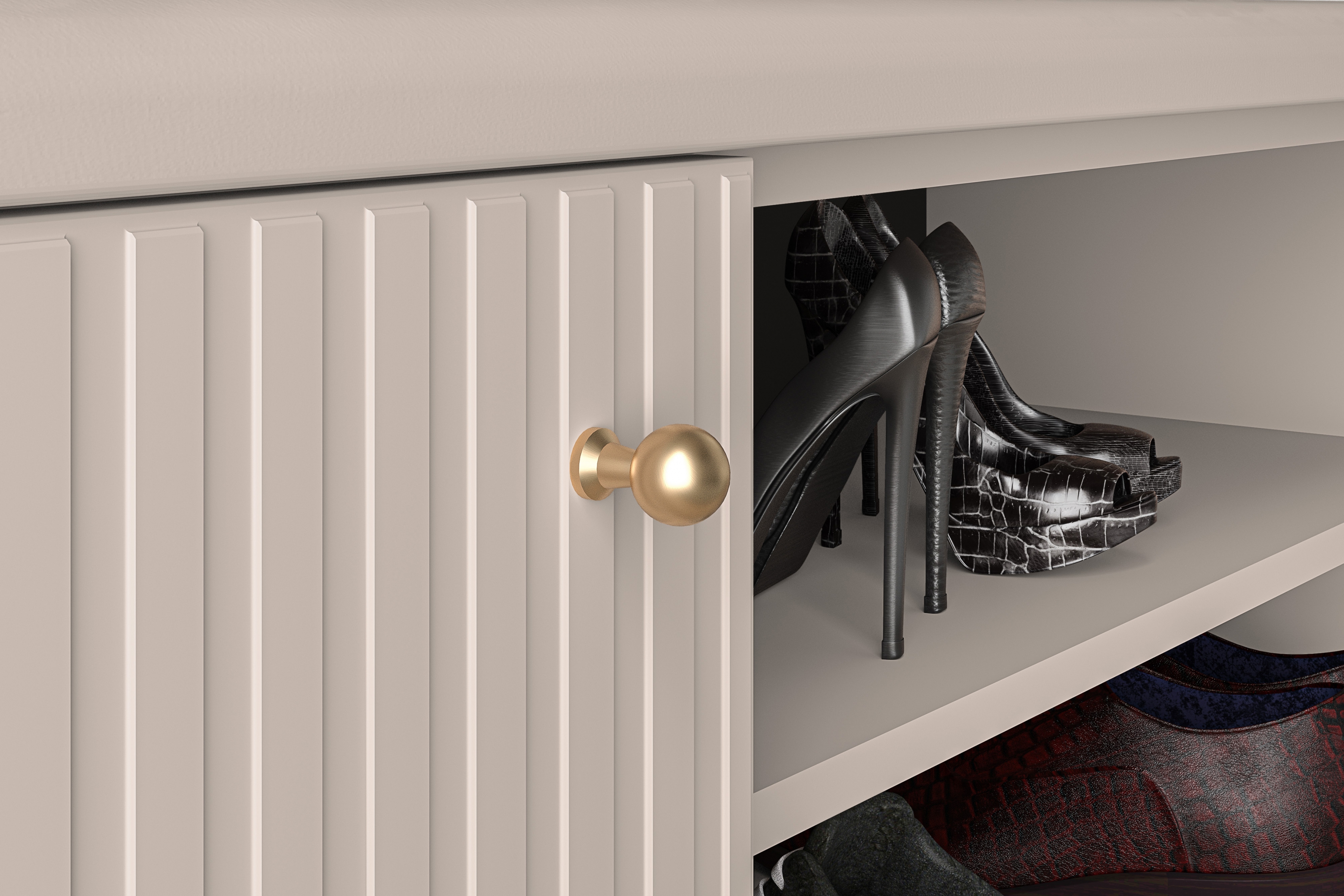 Předsíňová komoda Jamuzi 102 cm - kašmír Komoda do předsíně Jamuzi 15 - 102 cm - kašmír