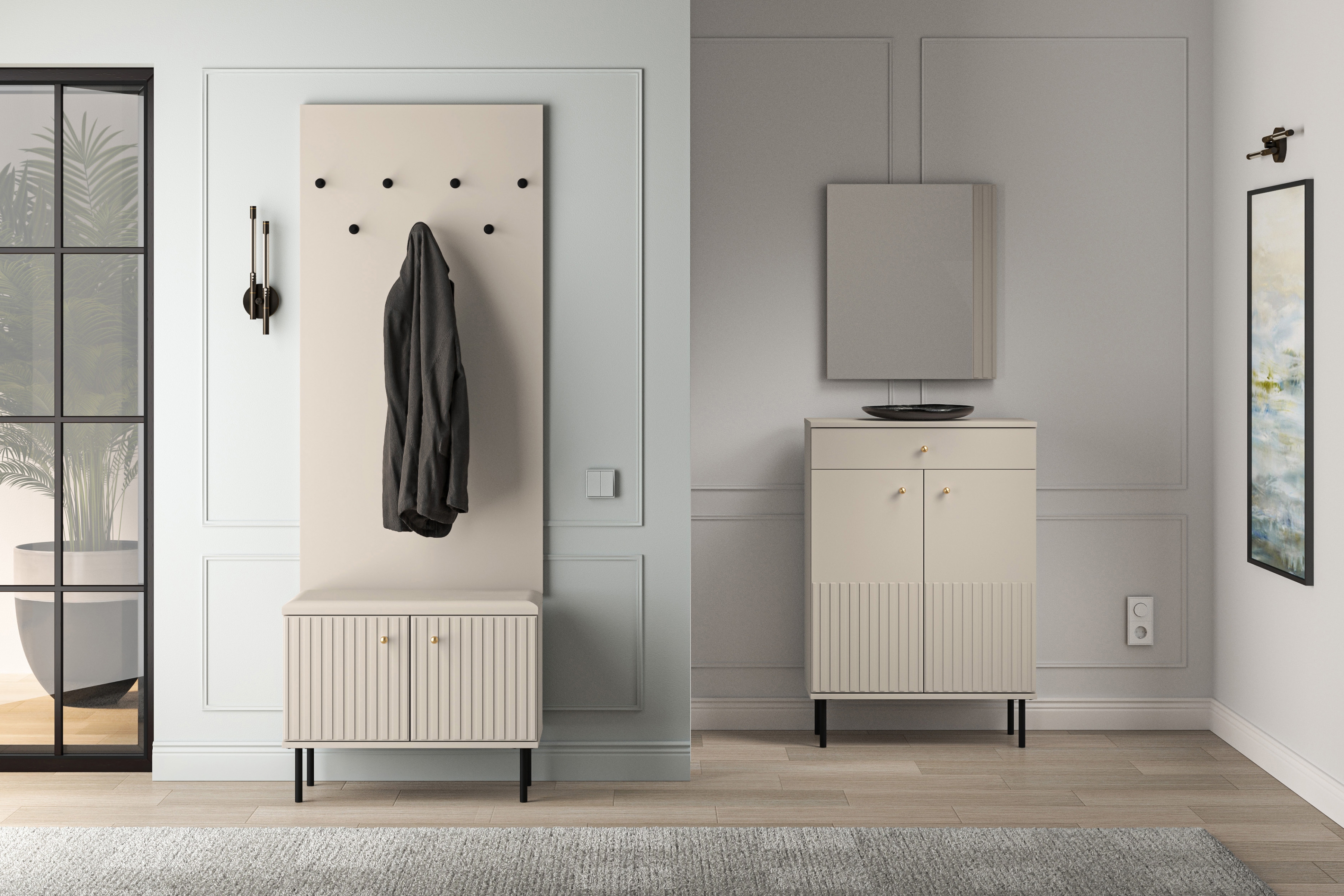 Předsíňová komoda Jamuzi 68 cm - kašmír Komoda do předsíně Jamuzi 16 - 68 cm - kašmír