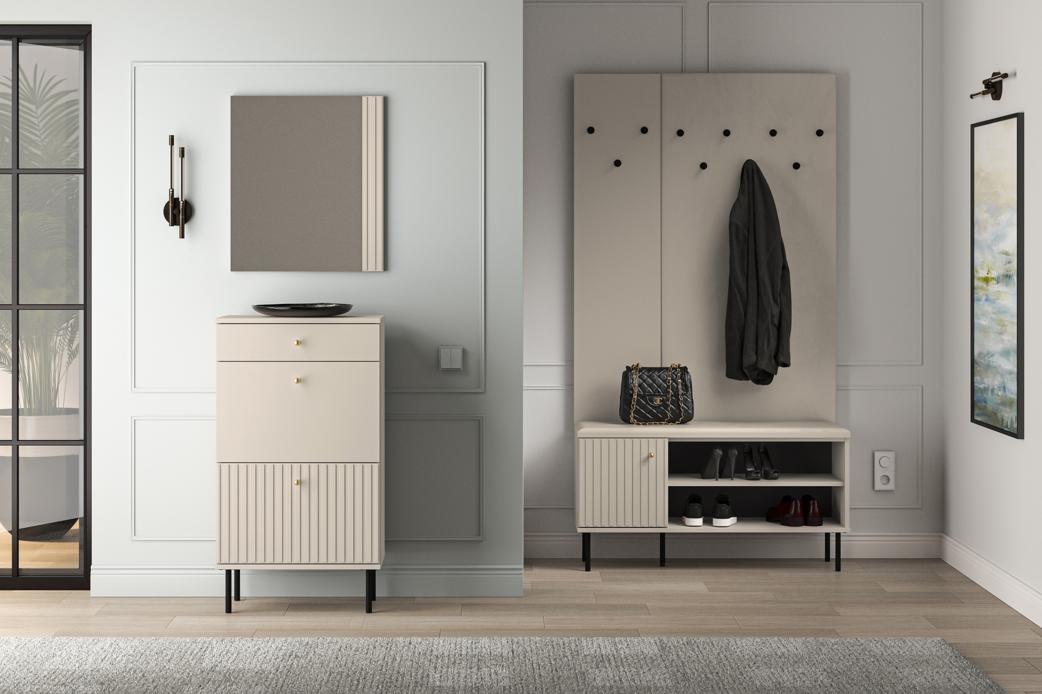 Komoda Jamuzi 55 cm - kašmír Komoda do předsíně z szuflada Jamuzi 13 - 55 cm - kašmír