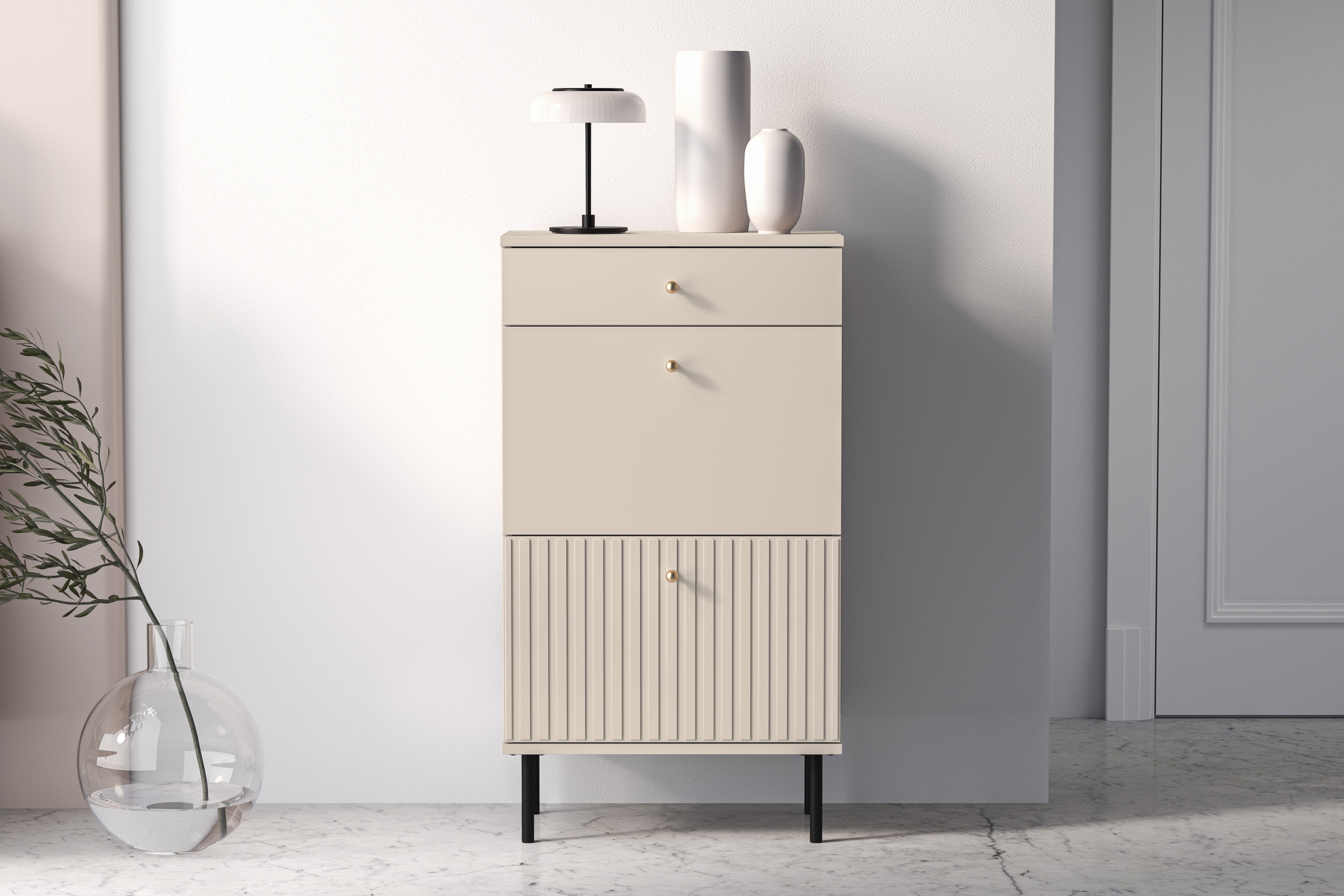 Komoda Jamuzi 55 cm - kašmír Komoda do předsíně z szuflada Jamuzi 13 - 55 cm - kašmír