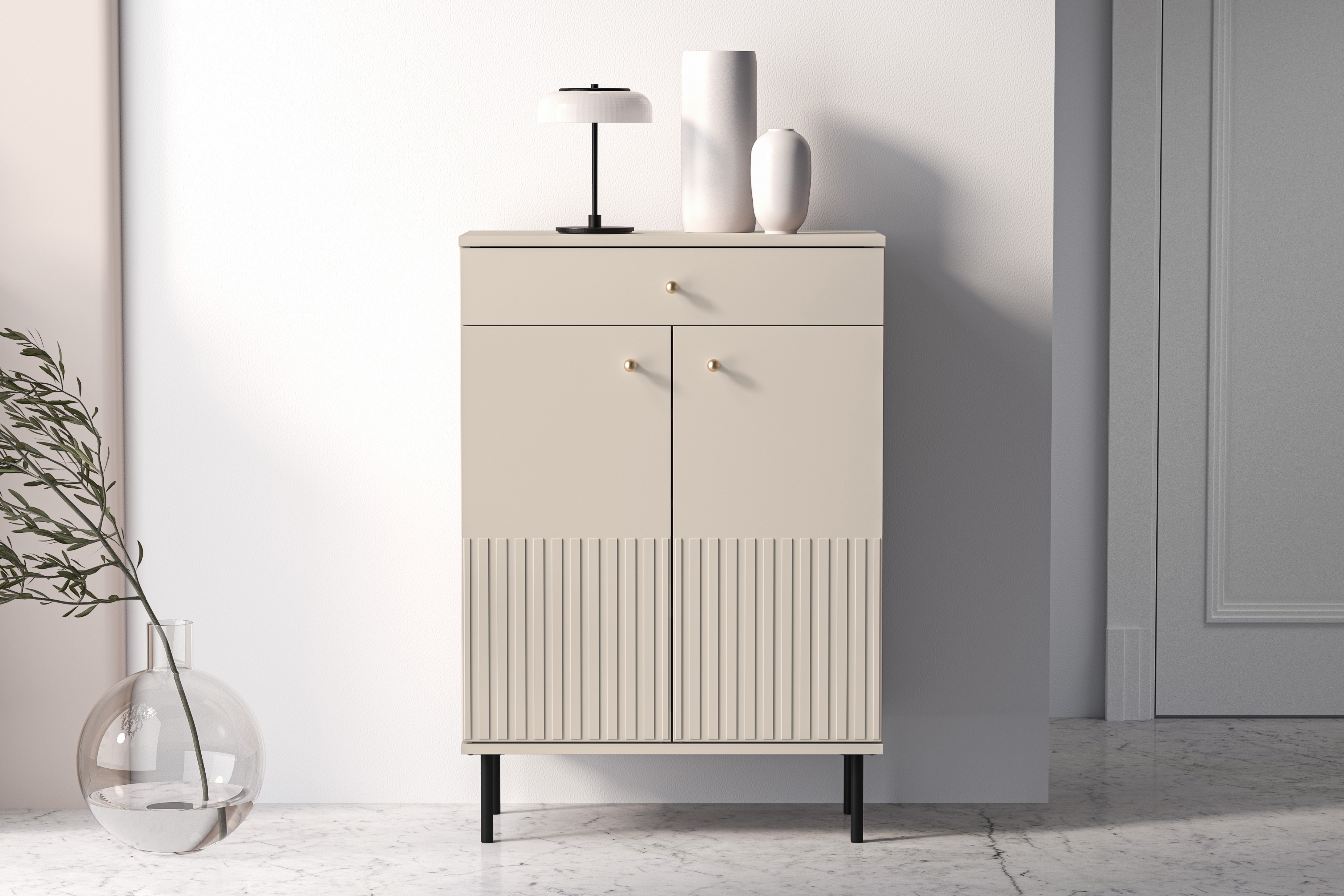 Komoda Jamuzi 68 cm - kašmír Komoda do předsíně z szuflada Jamuzi 14 - 68 cm - kašmír