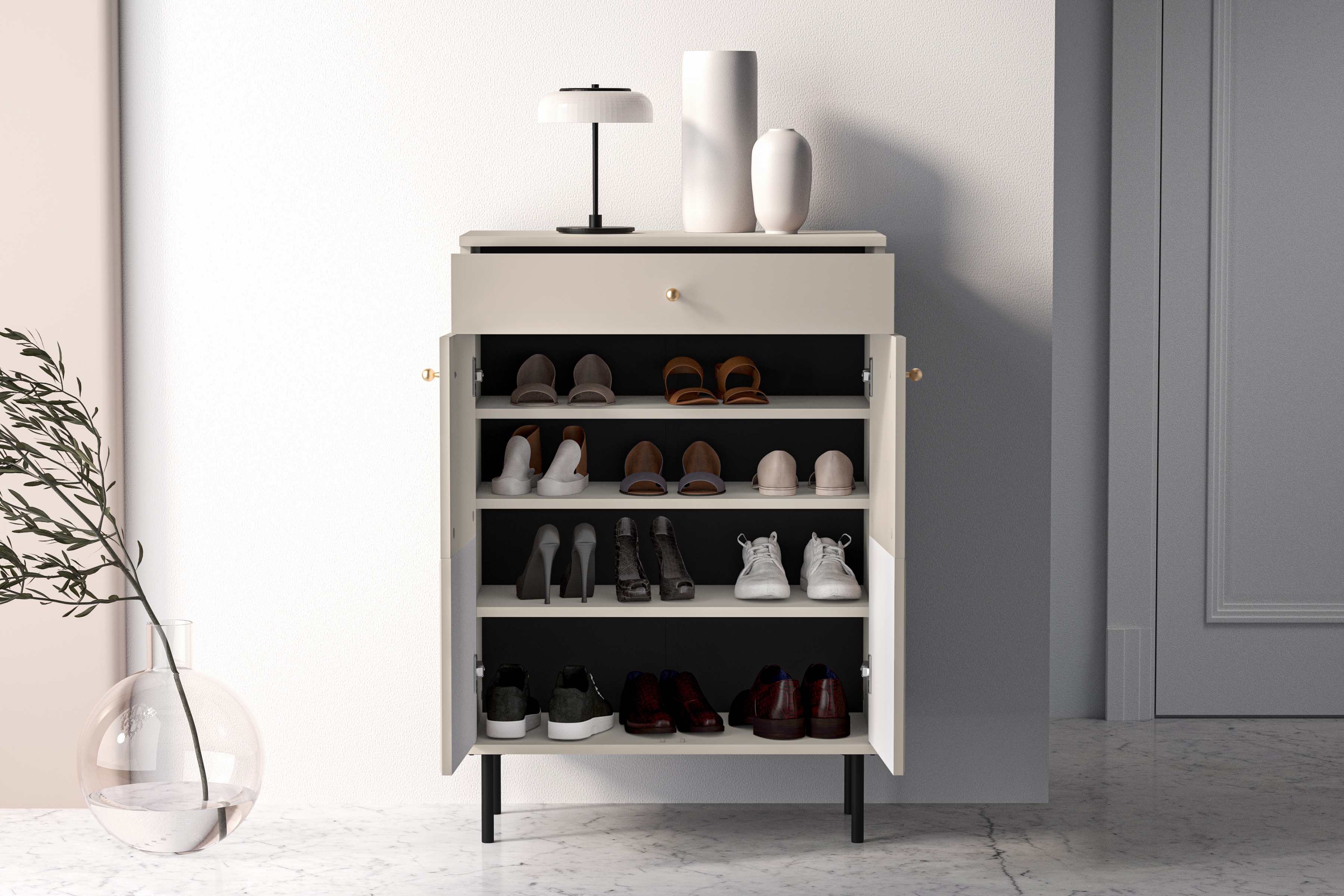 Komoda Jamuzi 68 cm - kašmír Komoda do předsíně z szuflada Jamuzi 14 - 68 cm - kašmír