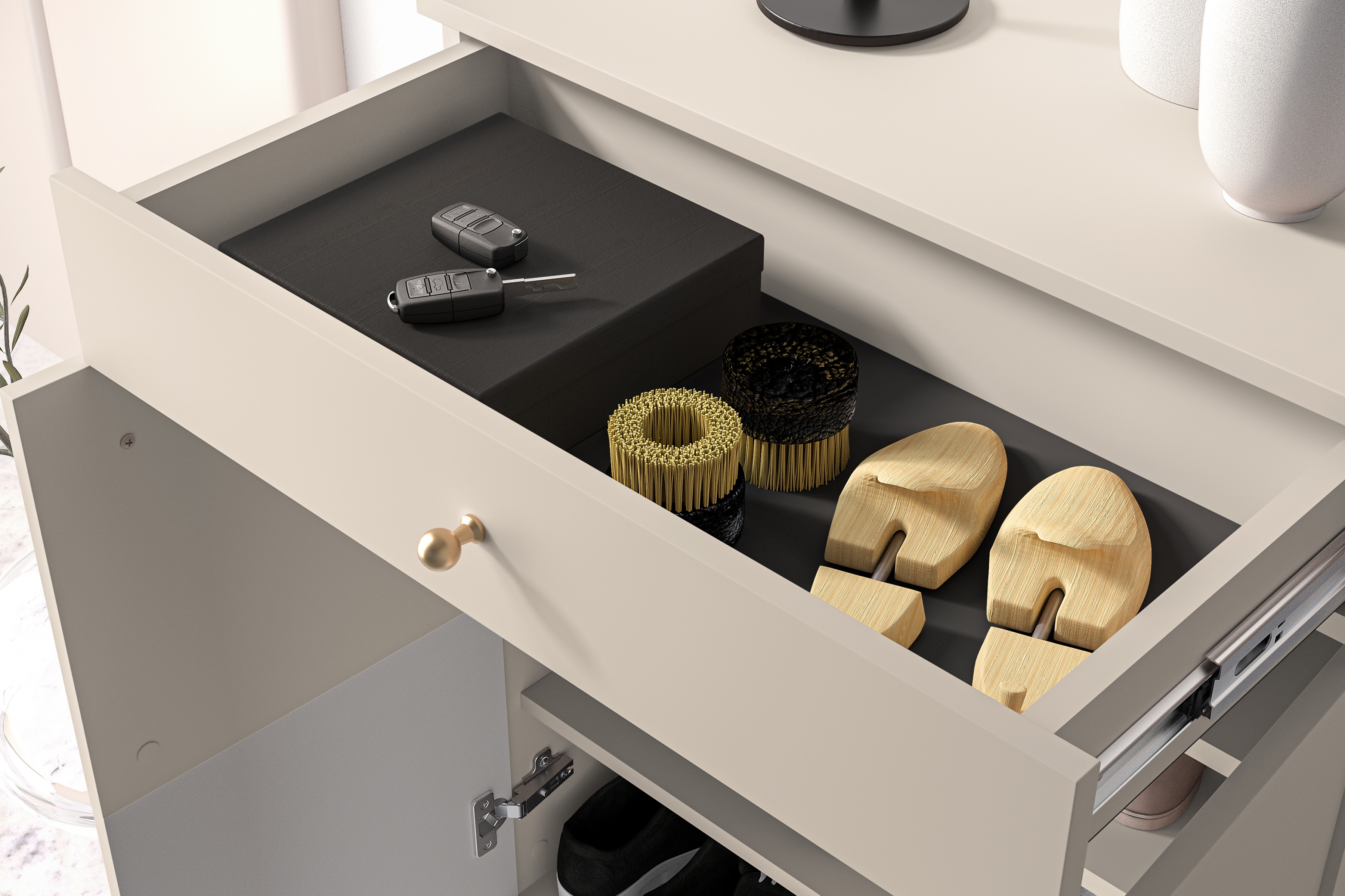 Komoda Jamuzi 68 cm - kašmír Komoda do předsíně z szuflada Jamuzi 14 - 68 cm - kašmír