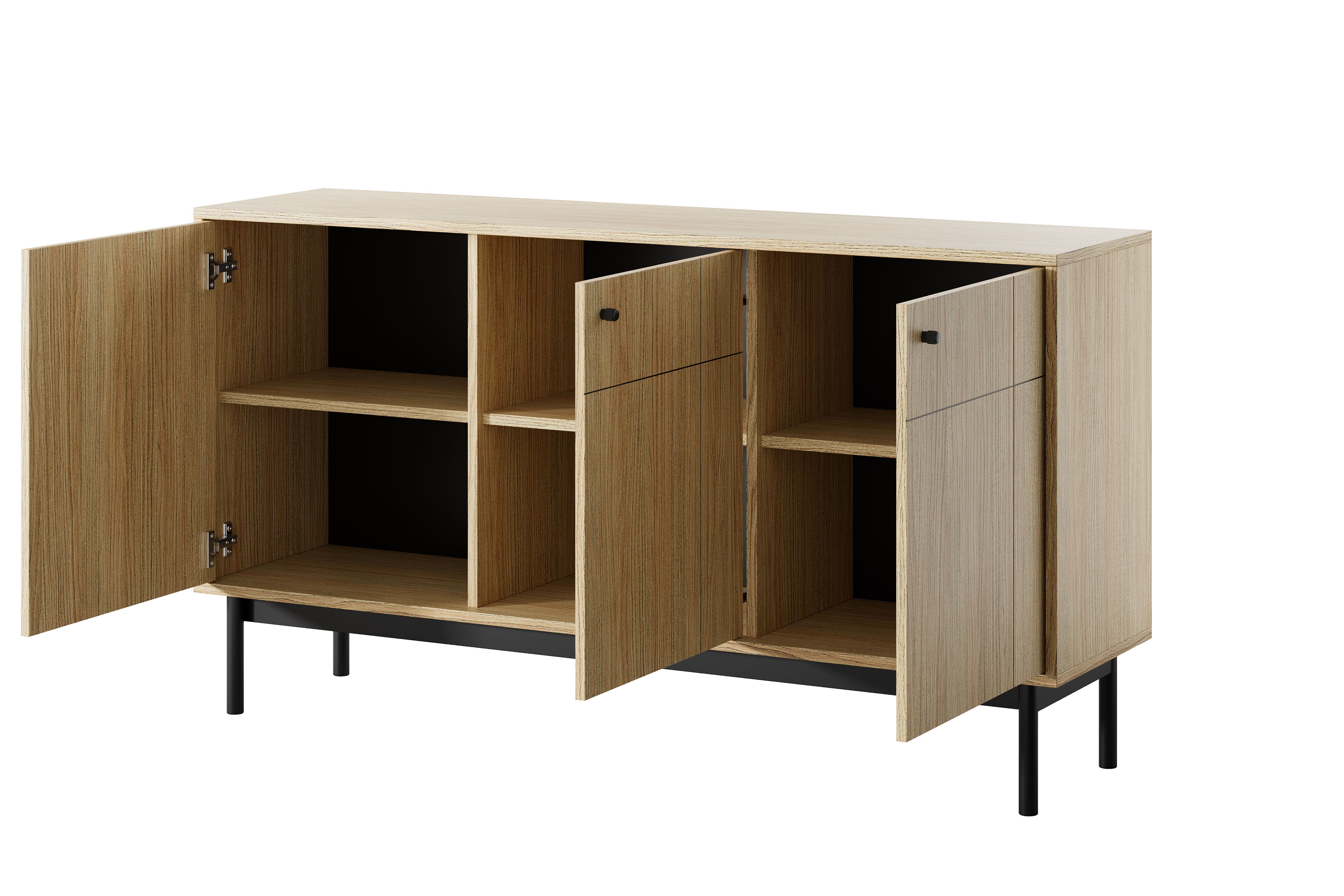 Komoda do obývacej izby Jolinio 154 cm - Dub linea / čierny nožičky Komoda do obývacej izby Jolinio 154 cm - Dub linea / čierny nožičky