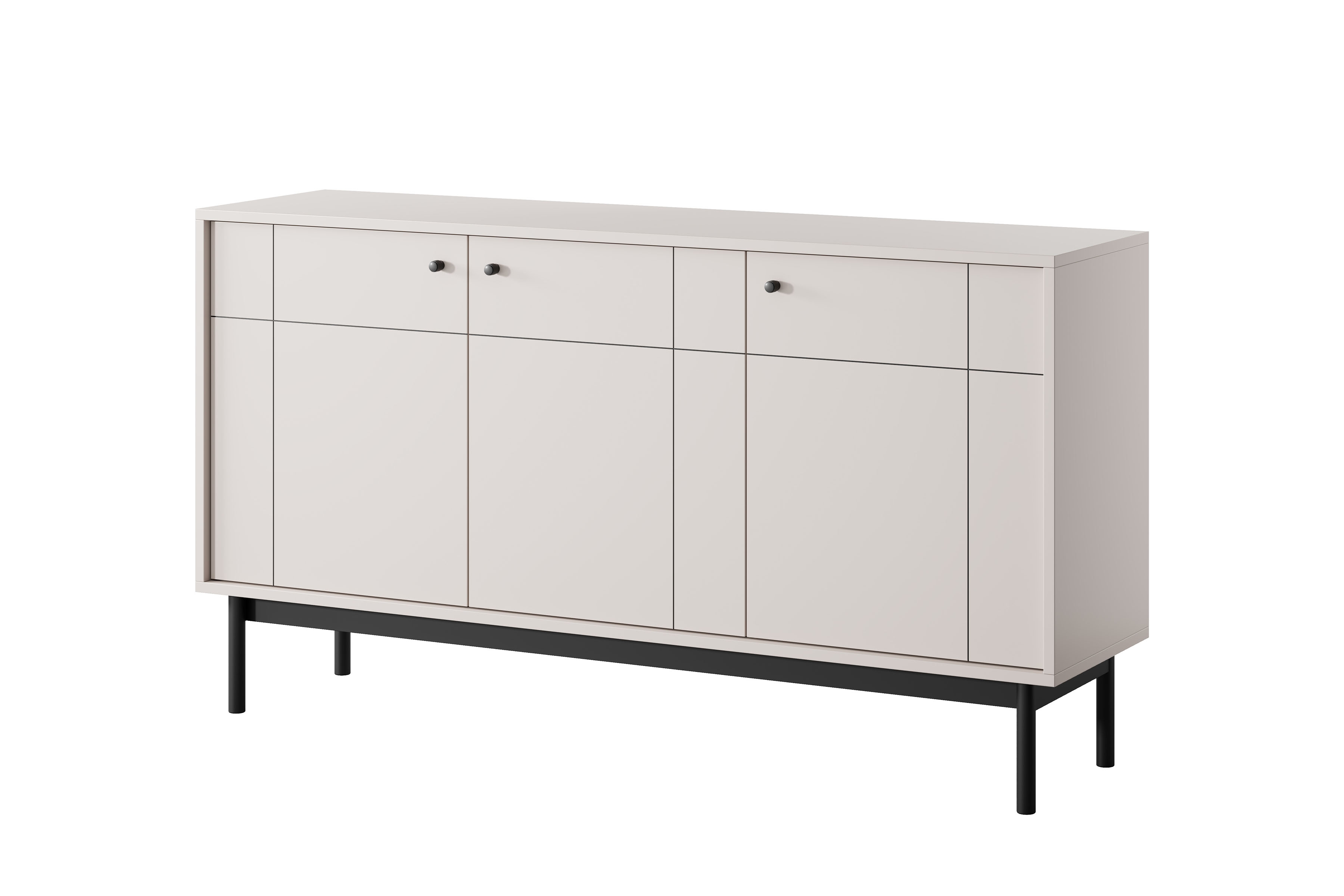 Komoda Jolinio 154 cm - kašmírová / černé nohy Komoda do obývacího pokoje Jolinio 154 cm - kašmír / černá Nohy