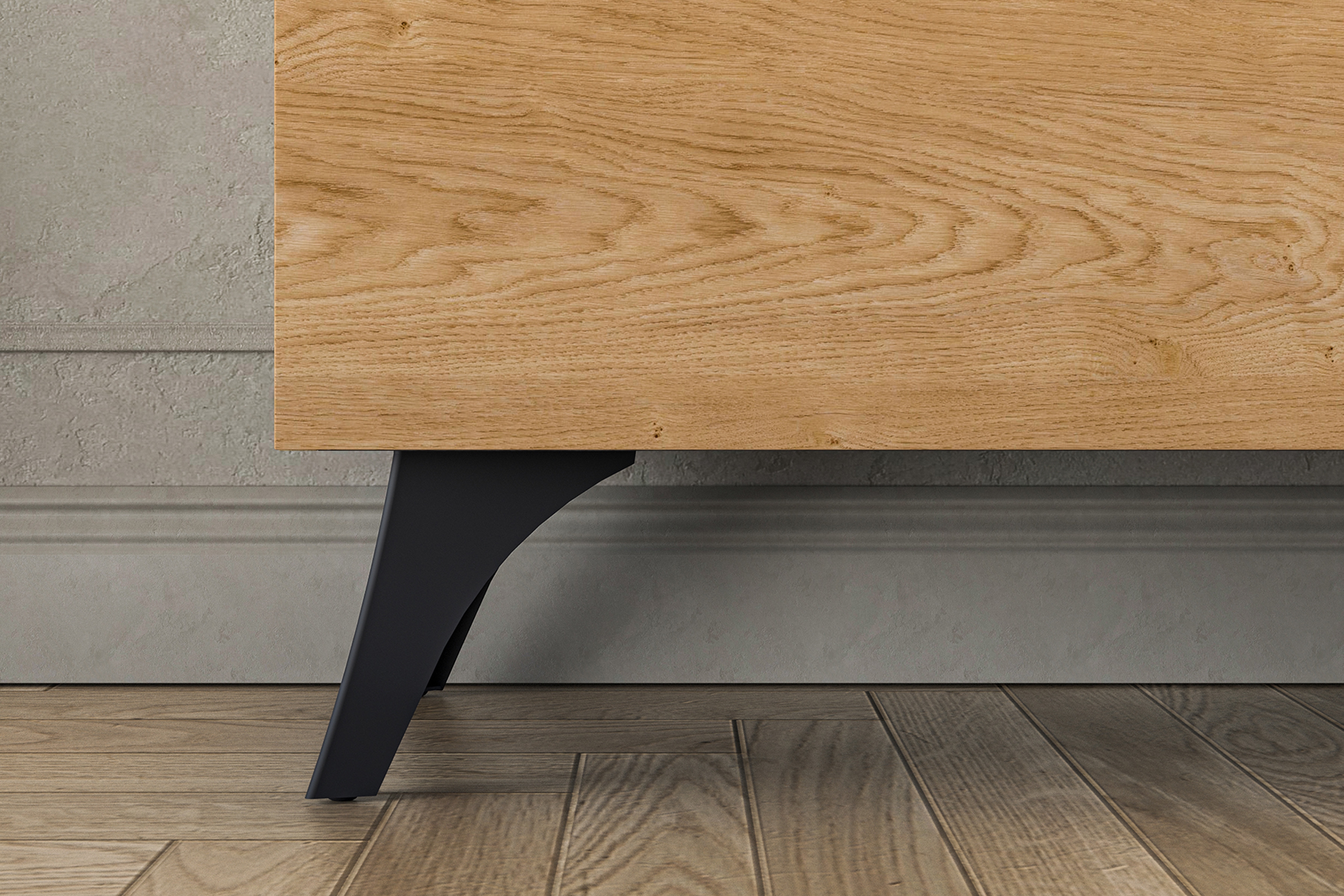 Komoda do obýváku Natina 05 120 cm - dub baltic dune / černý jasan portland Komoda pro obývacího pokoje Natina 05 - 120 cm - dub baltic dune / jasan portland černá