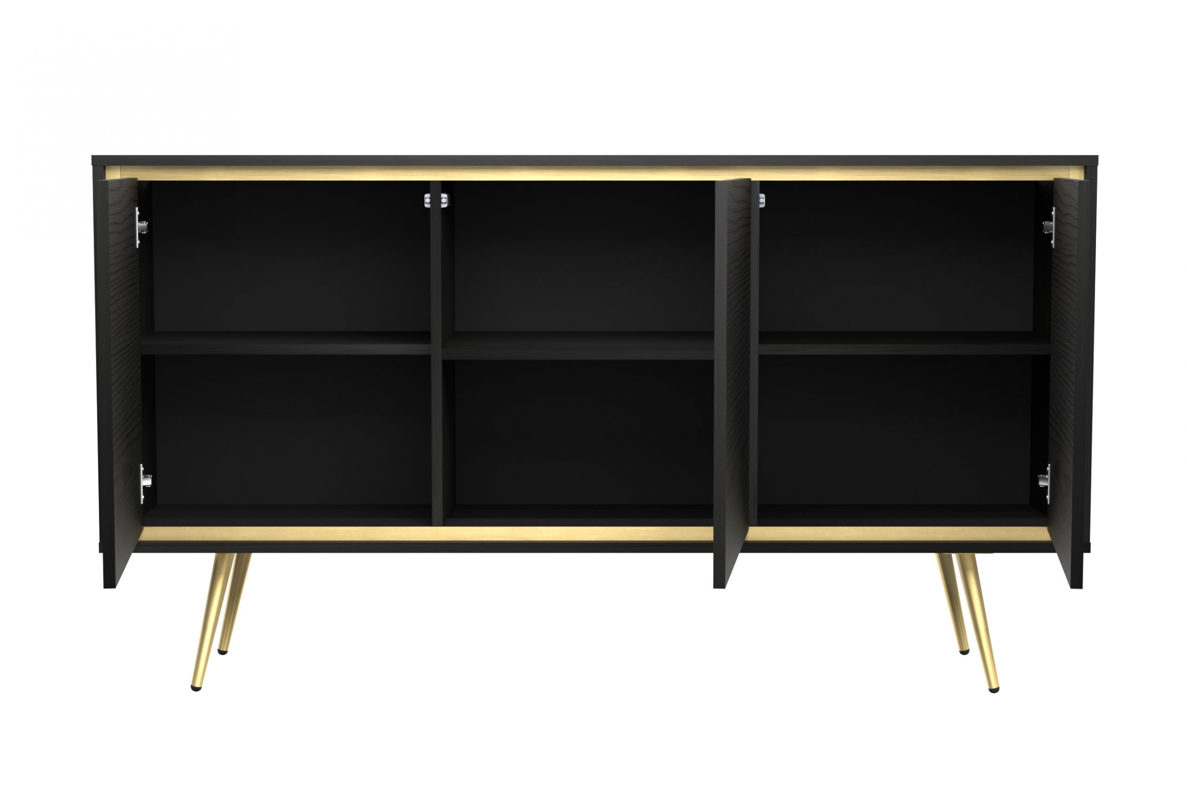 Komoda Unili 150 cm - černý grafit / zlaté detaily Komoda do obývacího pokoje Unili 150 cm - černá grafit / zlatá