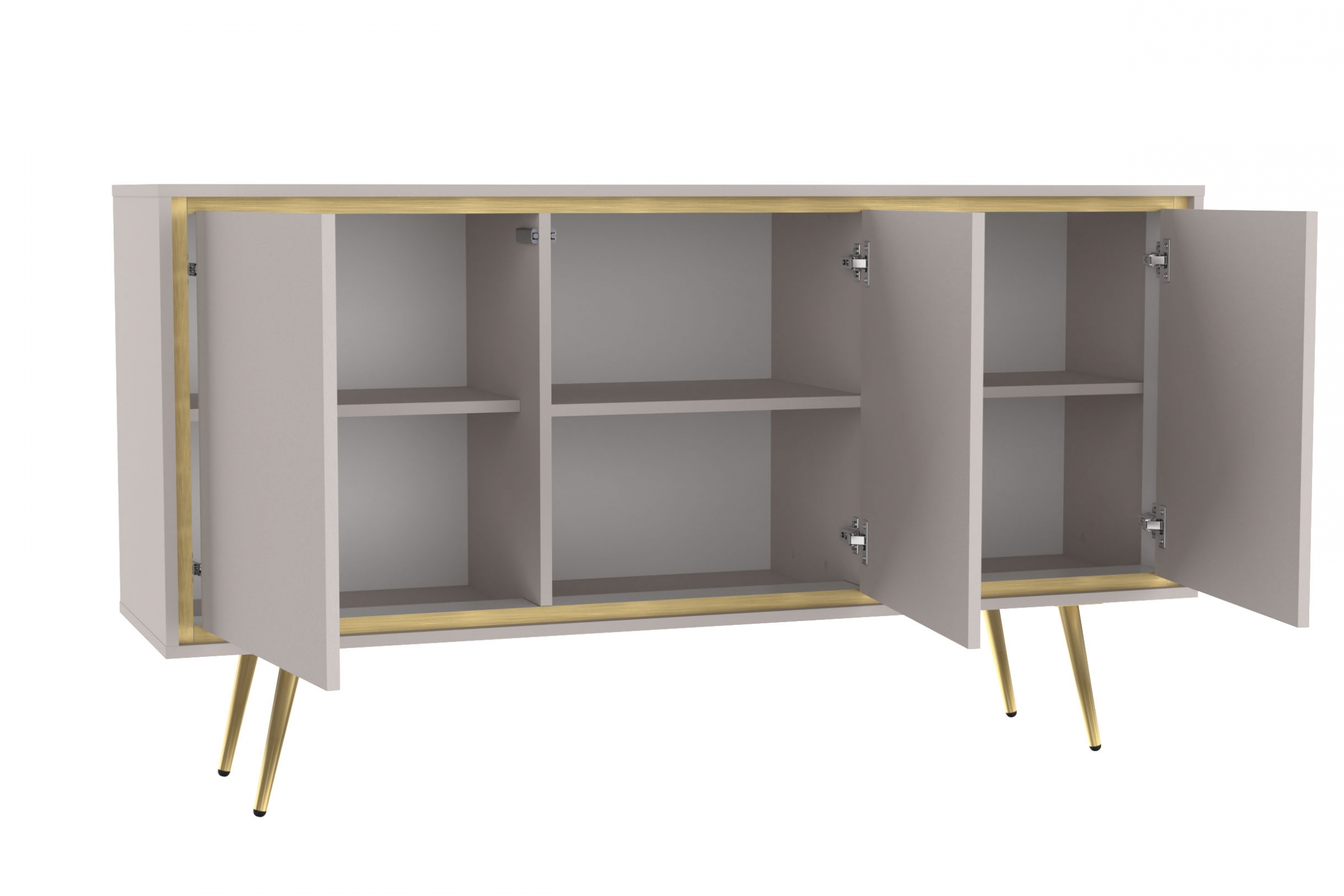 Komoda Unili 150 cm - kašmírová / zlaté detaily Komoda do obývacího pokoje Unili 150 cm - kašmír / zlatá