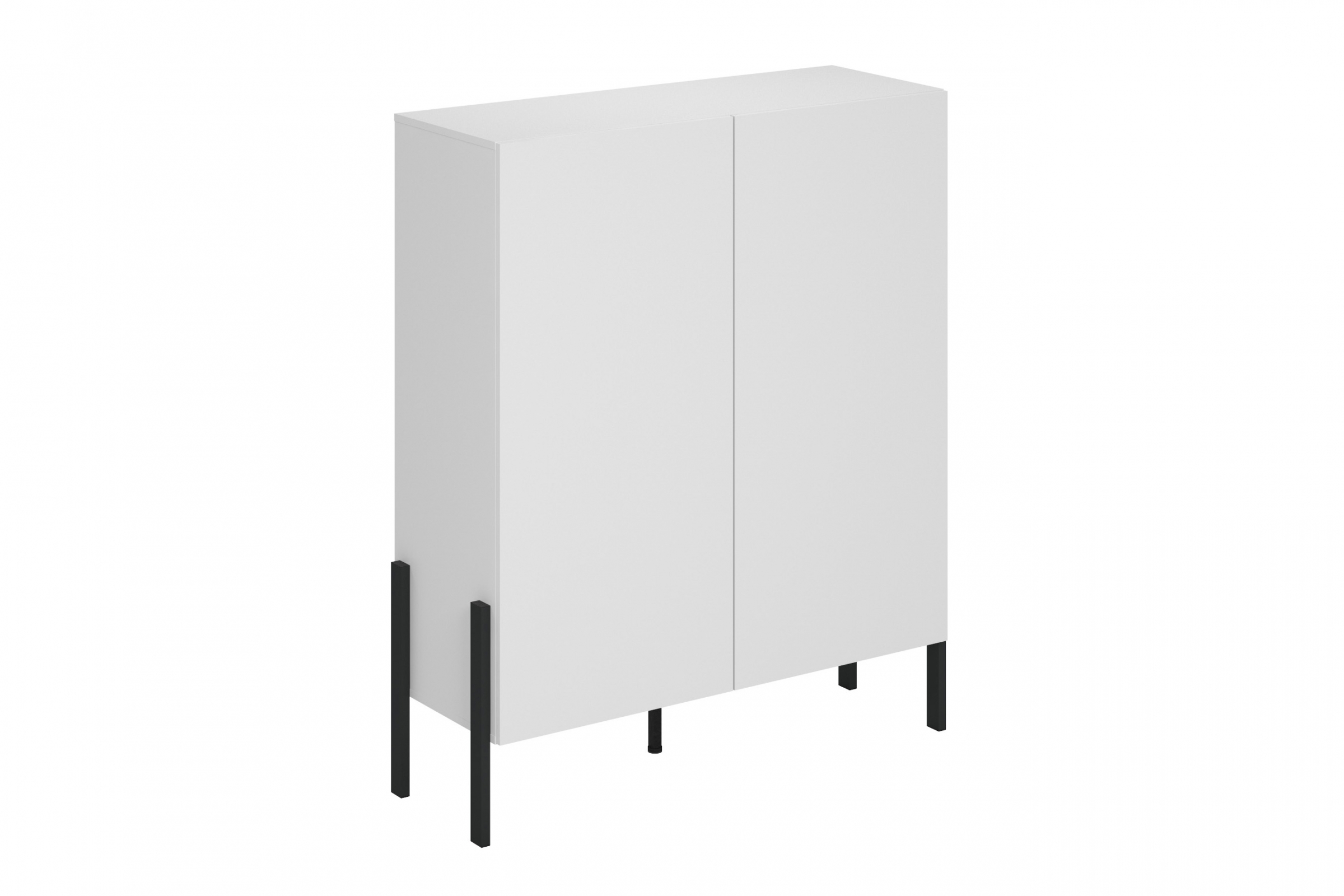 Komoda Jukon 114 cm do obývacího pokoje - bílý supermat / černé nohy Komoda pro obývacího pokoje Wezilo 114 cm - bílá supermat / černé nožičky