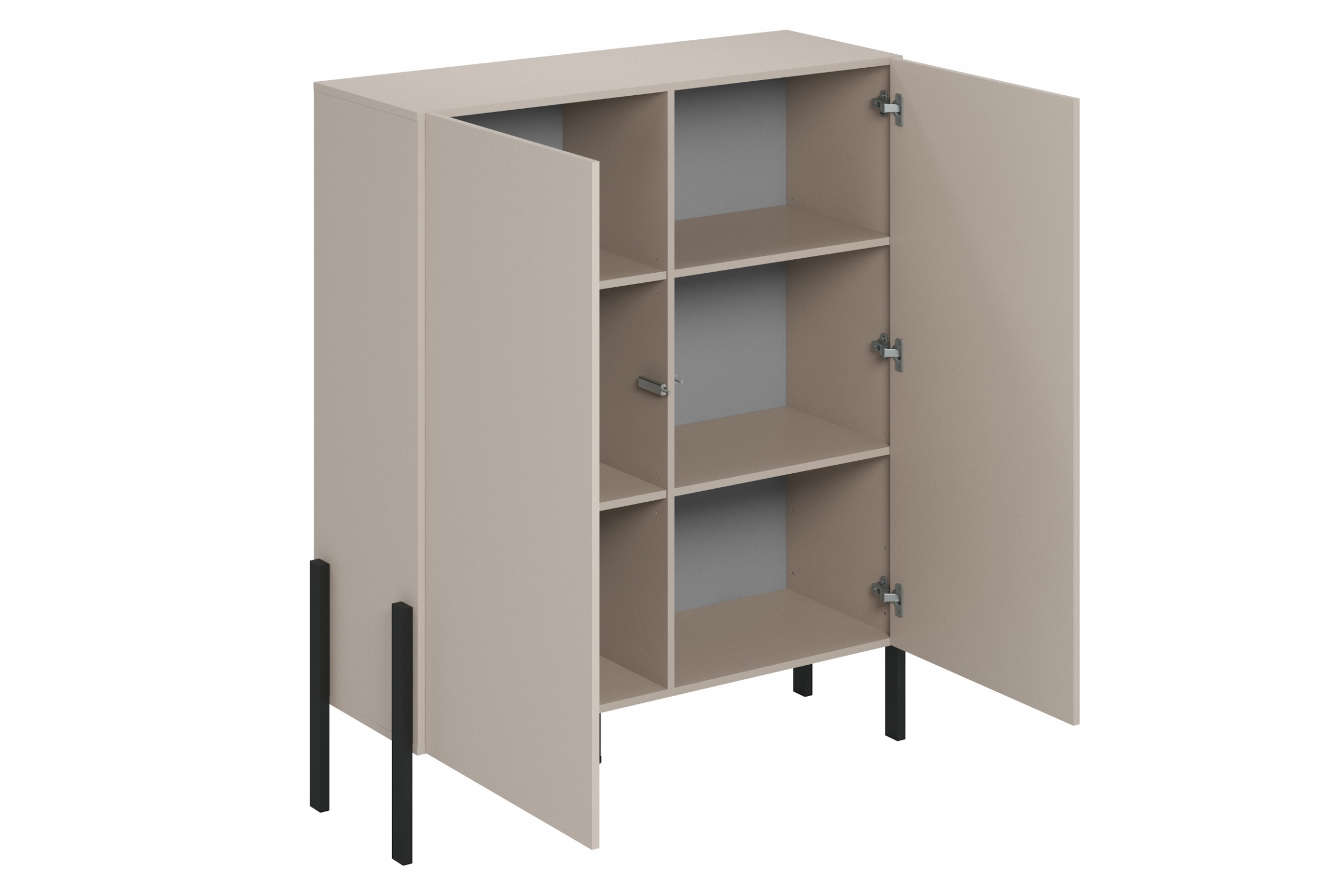 Komoda Jukon 114 cm do obývacího pokoje - kašmír / černé nohy Komoda pro obývacího pokoje Wezilo 42 - 114 cm - kašmír / černé nožičky