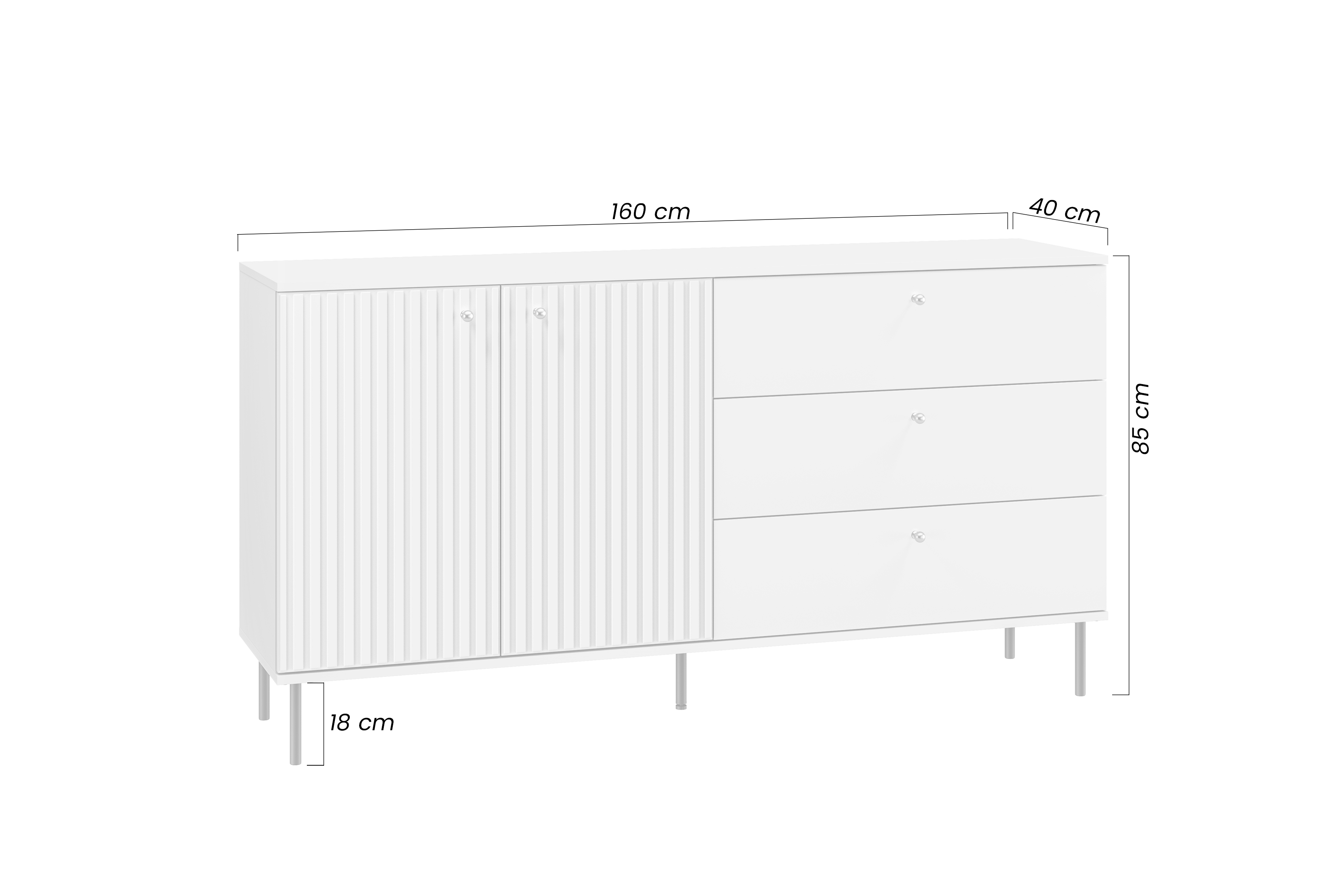 Komoda Jamuzi 160 cm se zásuvkami - kašmír / černé nožky Komoda dvoudveřová Jamuzi 04 se zásuvkami 160 cm - kašmír / černá nozki