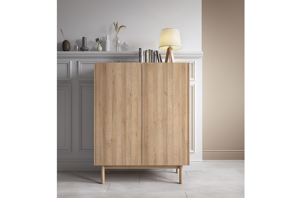 Komoda Landia - dub riviera / bílý mramor moderní design