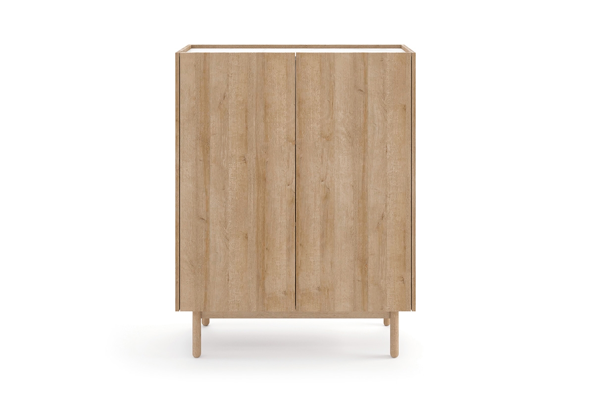 Komoda Landia - dub riviera / bílý mramor funkční konstrukce