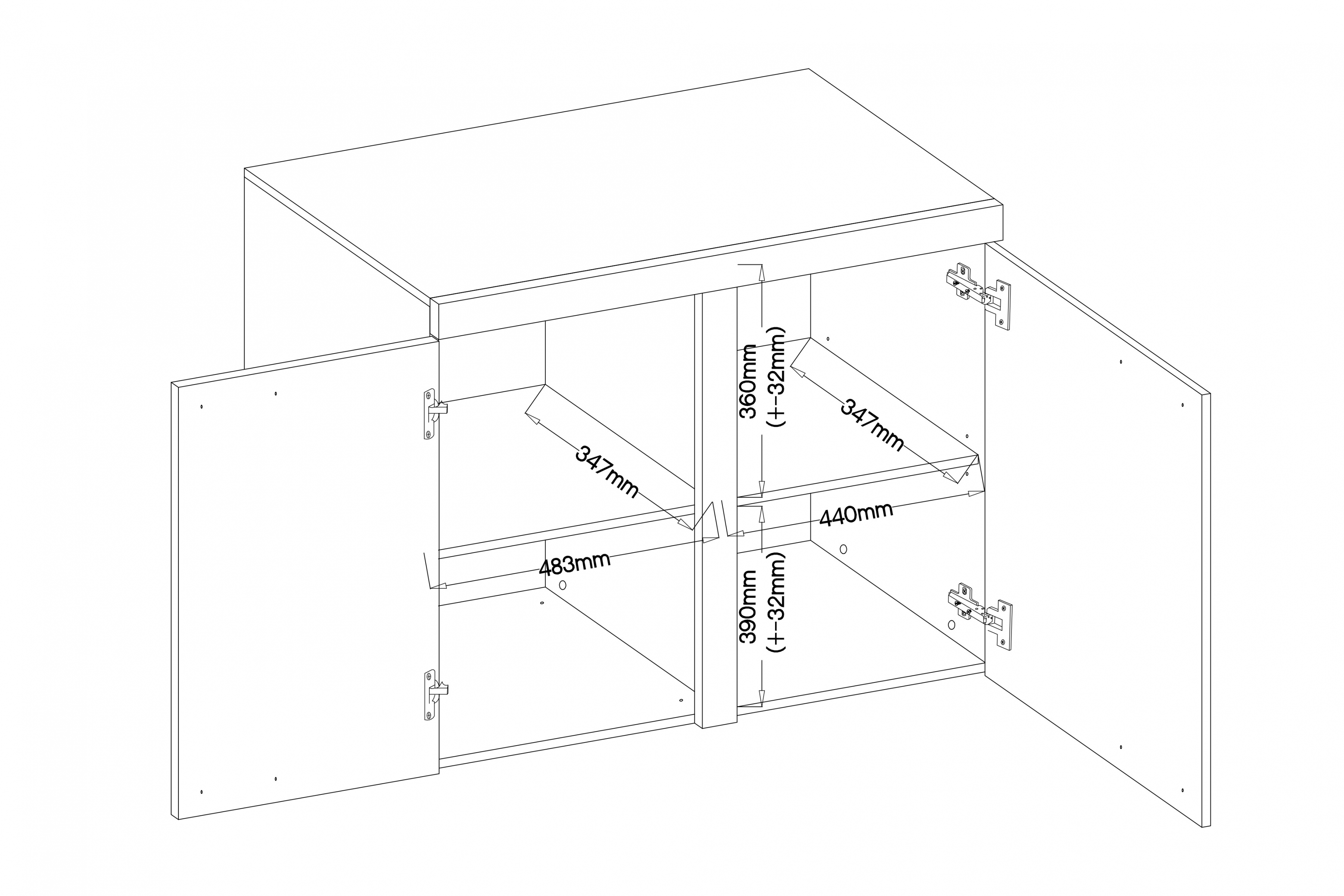 Komoda Luiza 2F - Beton Světlý Komoda dvoudveřová Luiza 2F - 92 cm - beton světlý