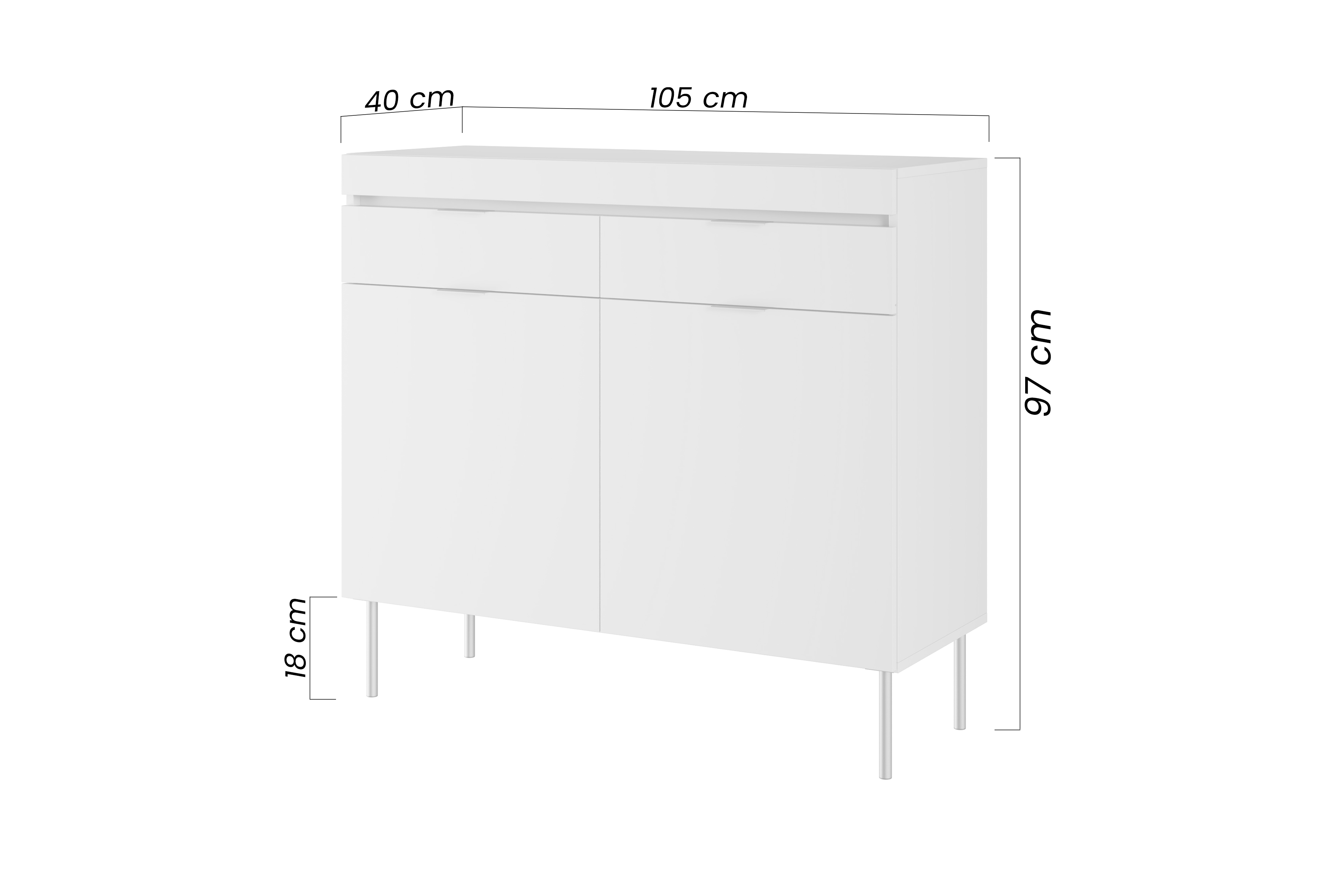 Komoda Sentia 105 cm s 2 zásuvkami - čierna / čierna Komoda dvojdverová Sentia 105 s dvoma zásuvkami - Čierny / Čierny 