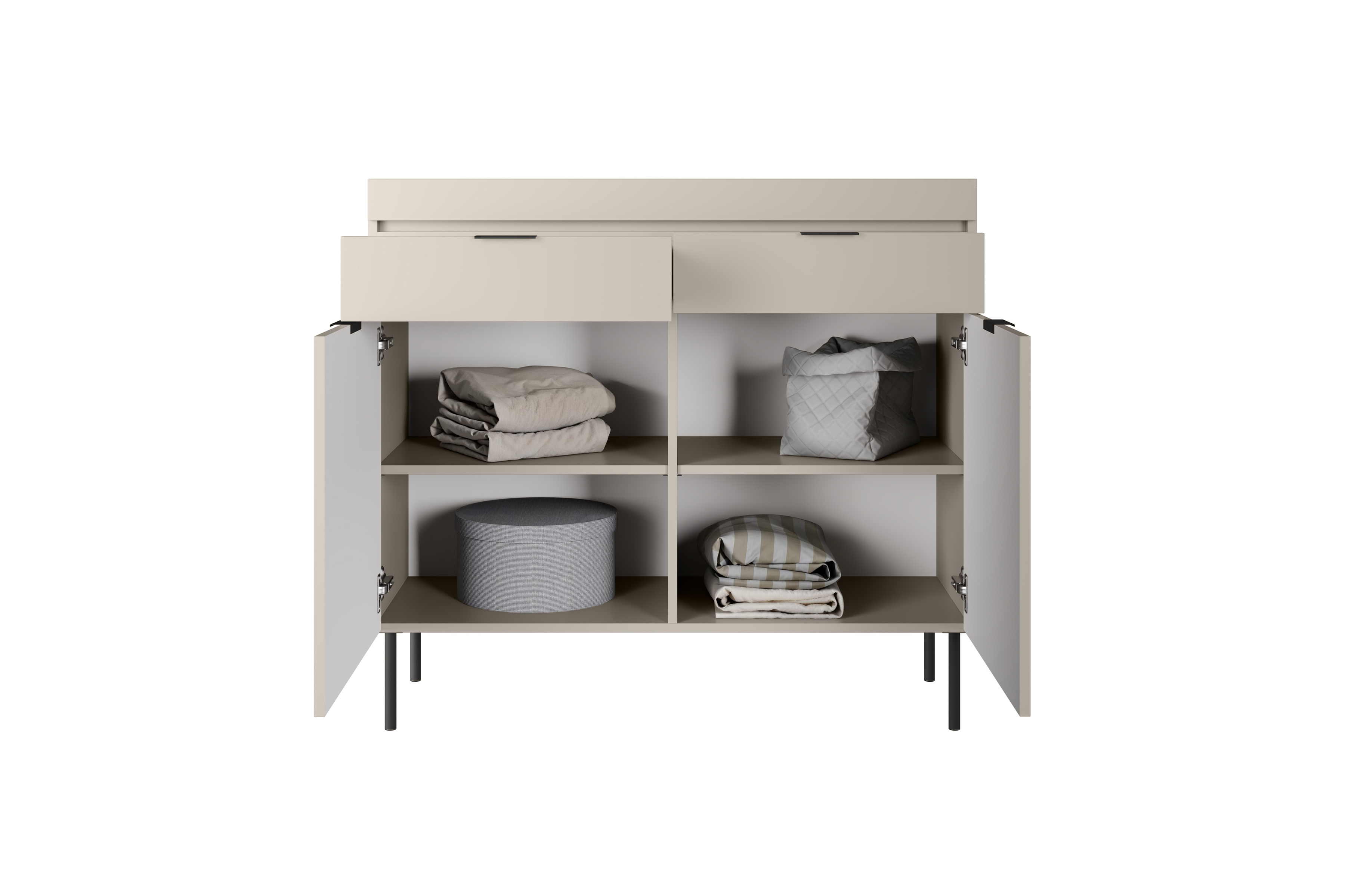 Komoda Sentia 105 cm s 2 zásuvkami - kašmírová / čierna Komoda dvojdverová Sentia 105 s dvoma zásuvkami - kašmír / Čierny 