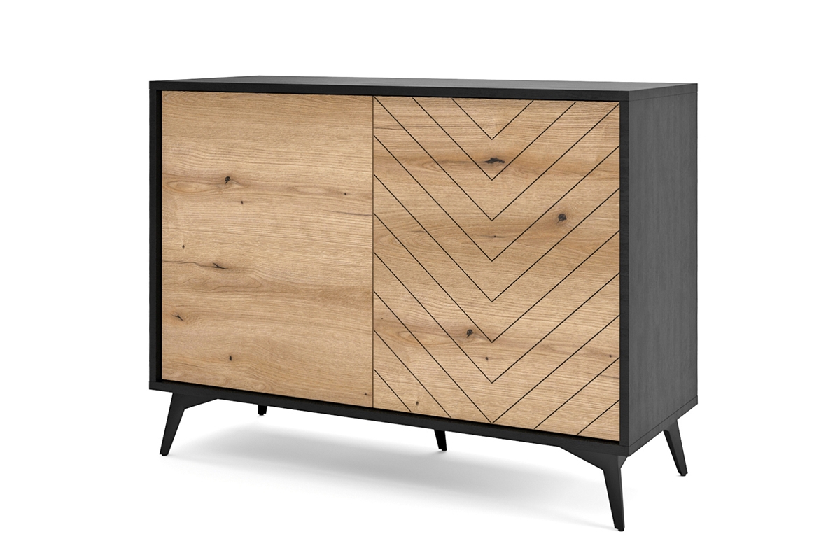 Komoda Sewana - dub evoke / černá Komoda s černým korpusem
