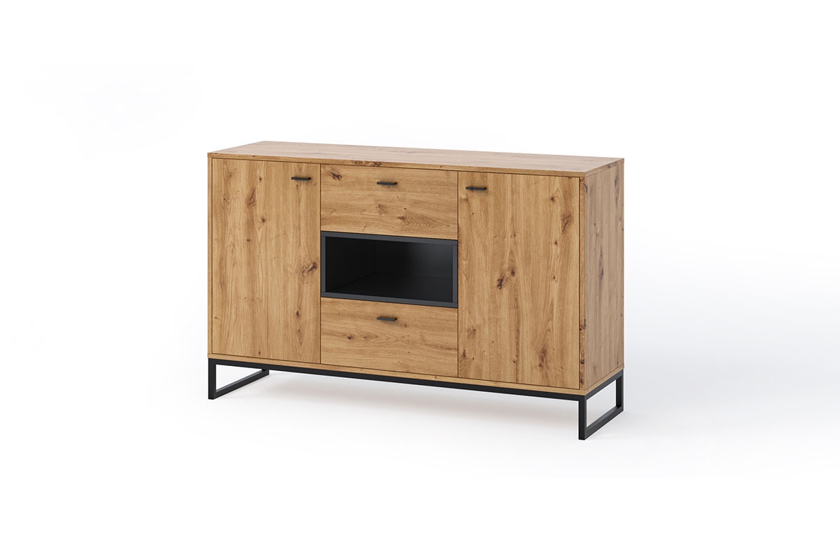 Komoda Maleza se dvěma zásuvkami - dub artisan / černá Komoda