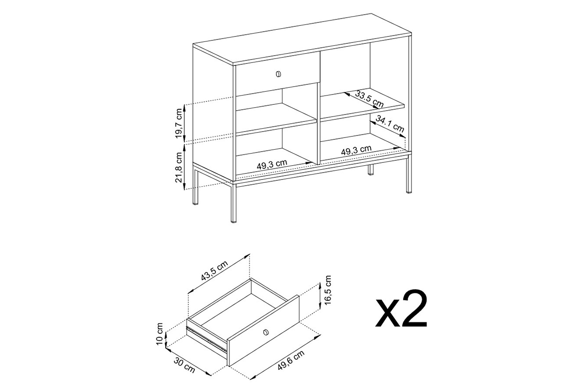 Komoda s dvoma zásuvkami Eladia 104 - tmavomodrá Komoda eladia 