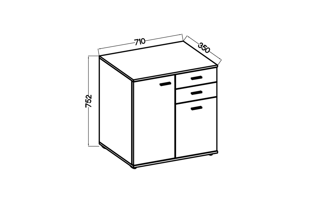 Komoda Luck II 71 cm - bílá Komoda dvoudveřová se dvěma zásuvkami Luck II - Bílý