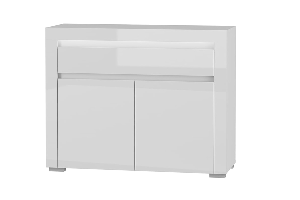 Komoda Alaska AAK-2 se zásuvkou - bílý lesk / bílý mat Bílá Komoda na vysoký lesk