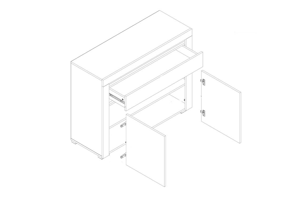 Komoda Alaska AAK-2 se zásuvkou - bílý lesk / bílý mat Komoda dvoudveřová se zásuvkou