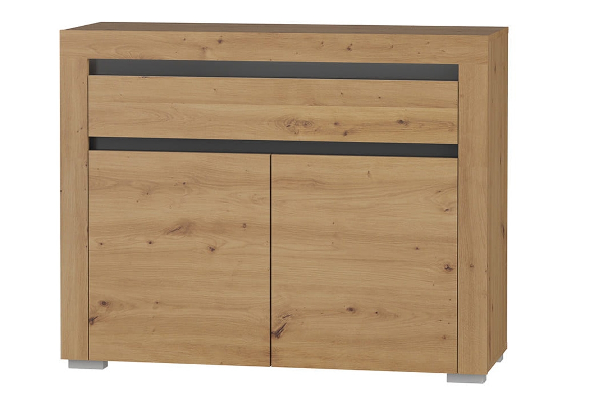 Komoda Arizona RRK-2 se zásuvkou - dub artisan / antracitová Komoda s osvětlením 