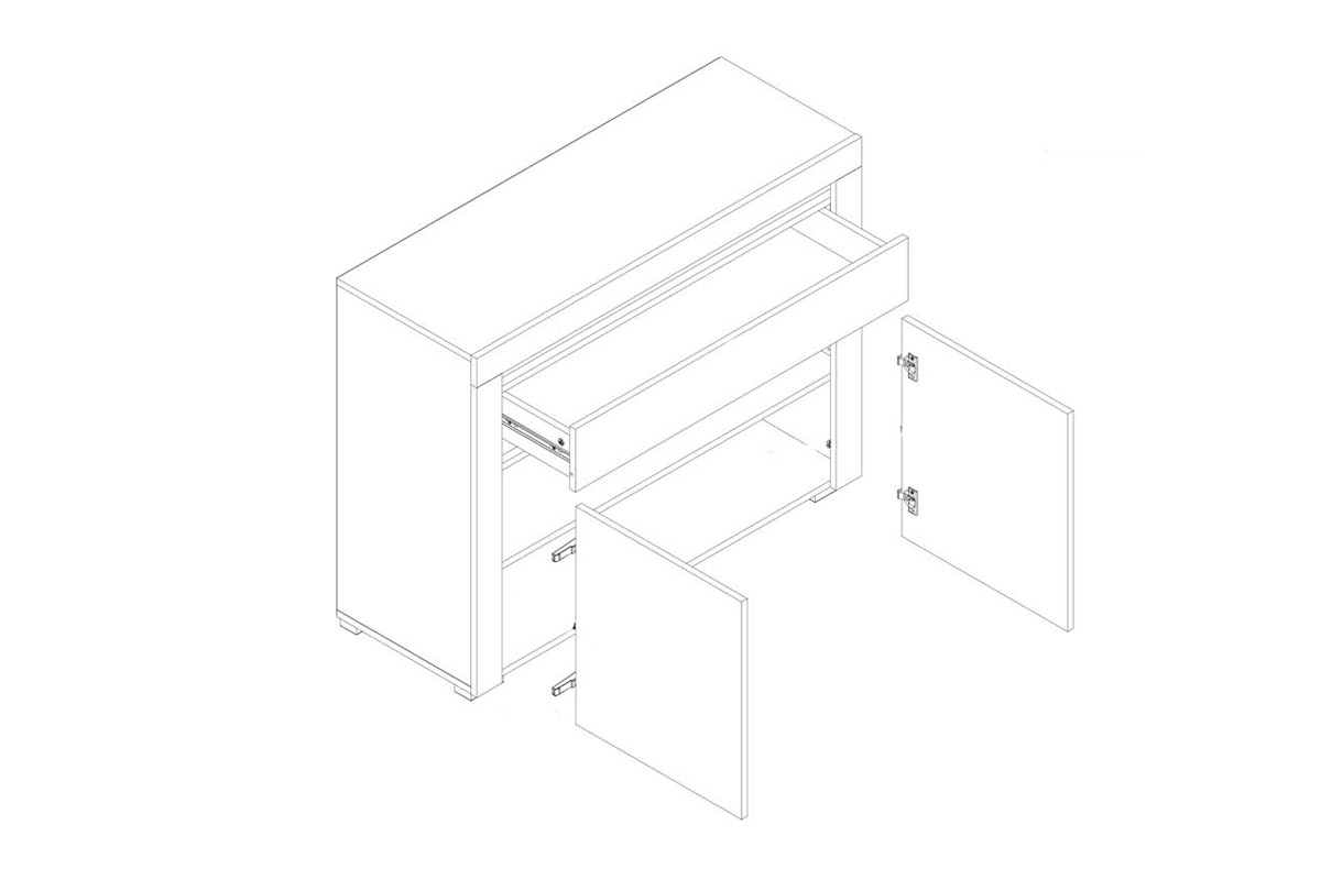 Komoda Arizona RRK-2 se zásuvkou - dub artisan / antracitová Komoda dvoudveřová se zásuvkou v barvě dubu
