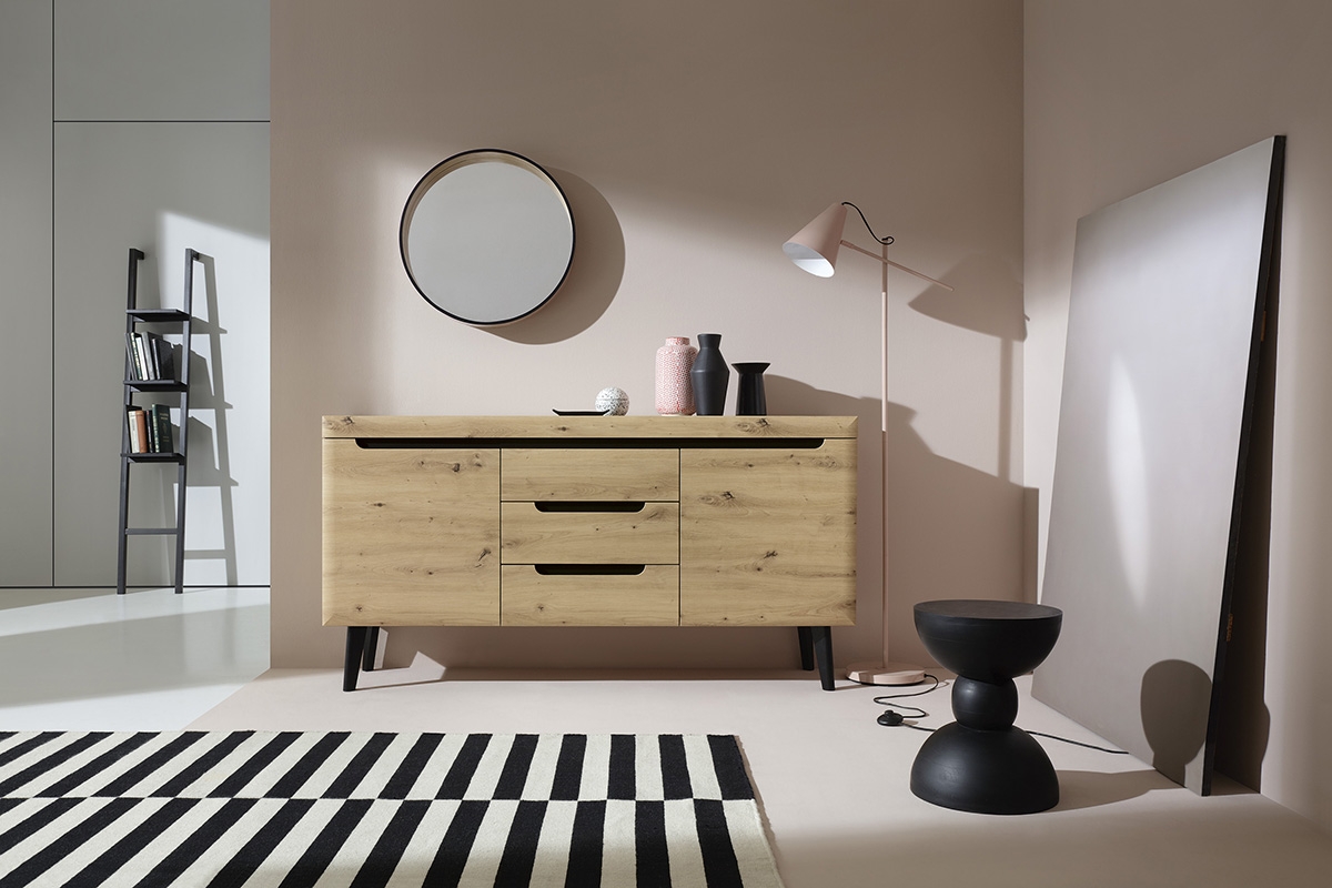 Komoda Dorin 160 se zásuvkami - dub artisan Komoda se dvěma skříńkami