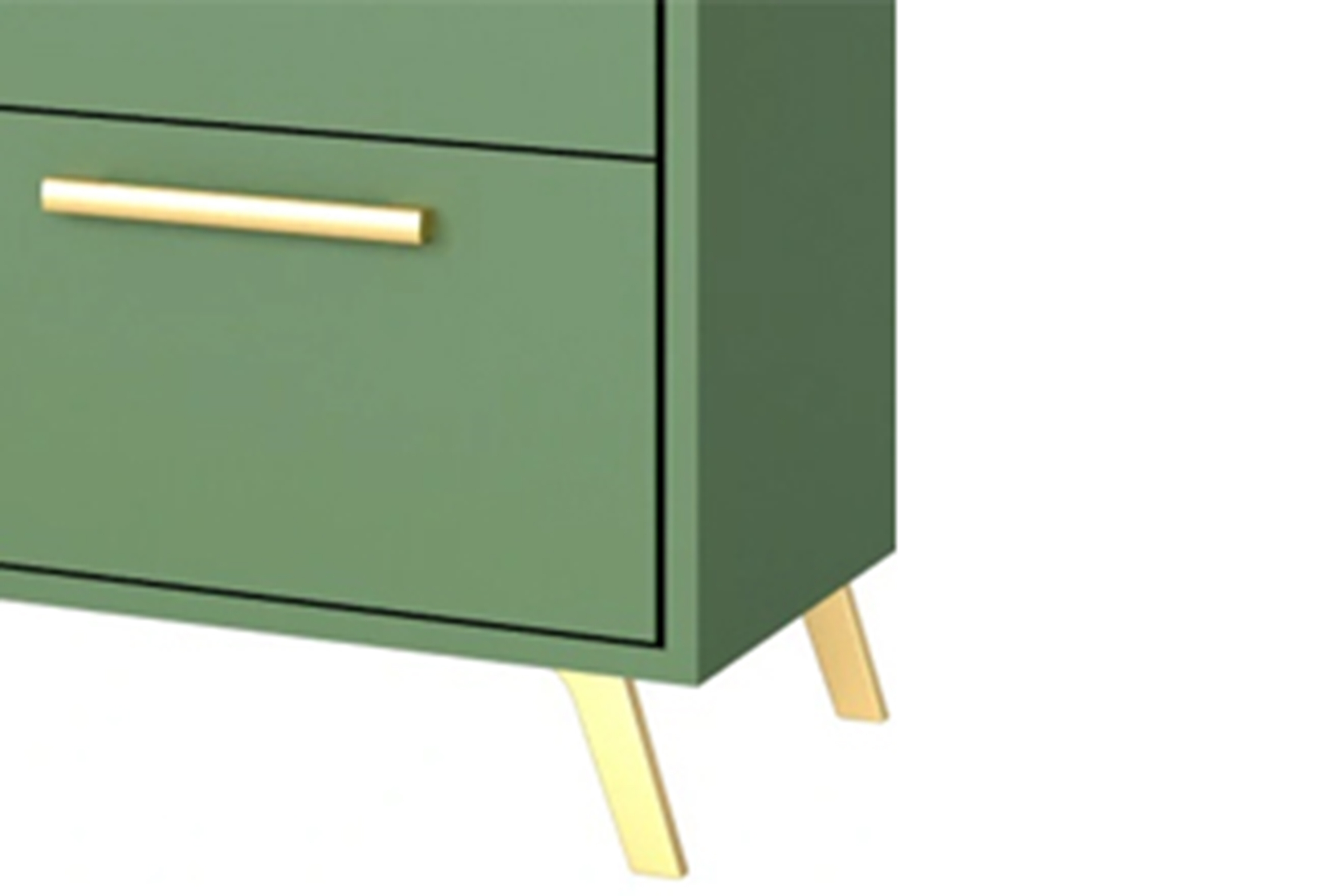 Komoda Bali 139 cm - lahvově zelená Komoda dvoudveřová se třemi  zásuvkami Bali 140 cm - láhvová zelená
