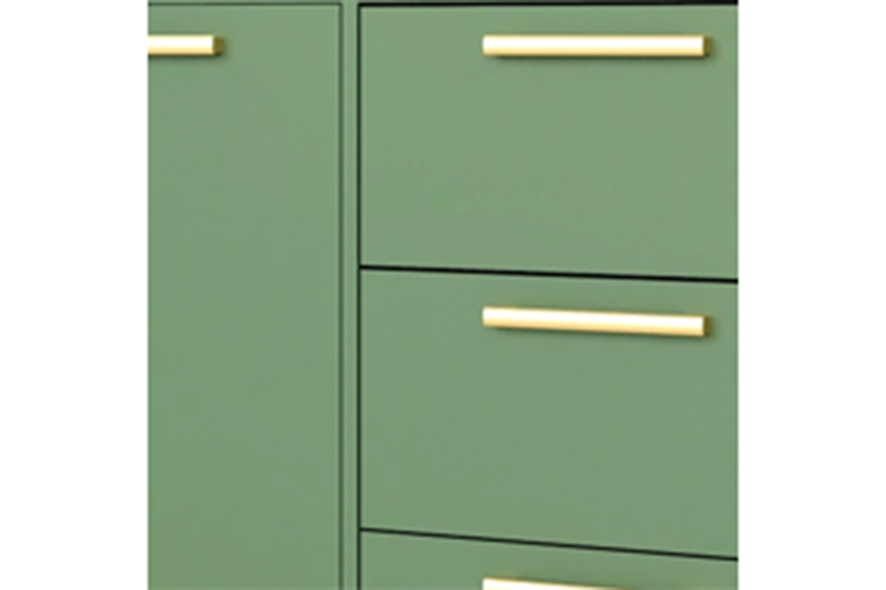 Komoda Bali 139 cm - lahvově zelená Komoda dvoudveřová se třemi  zásuvkami Bali 140 cm - láhvová zelená