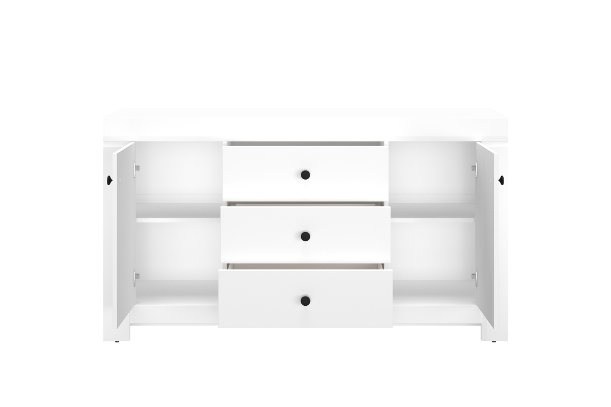 Komoda dvojdverová s tromi zásuvkami Wigar 09 Komoda z čiernym uchytem