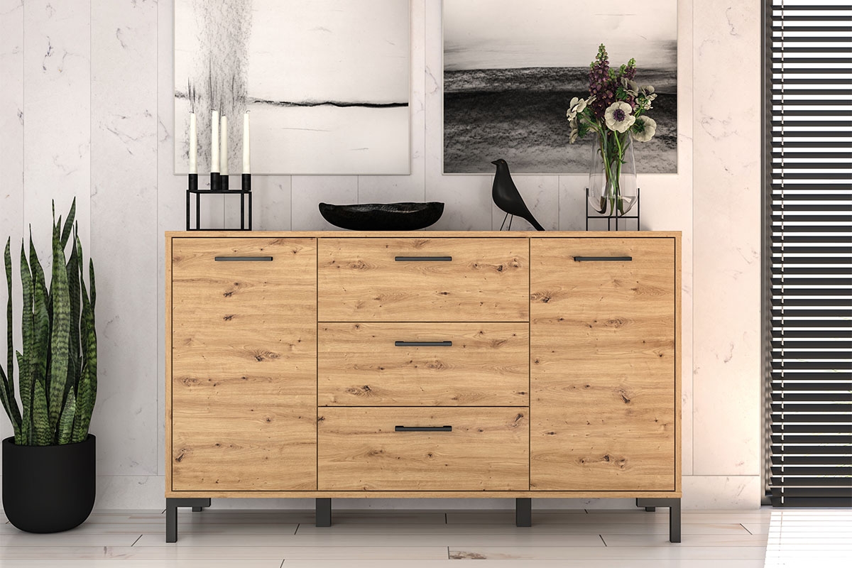 Komoda Klarso 12 so zásuvkami 138 cm - Dub artisan Komoda .