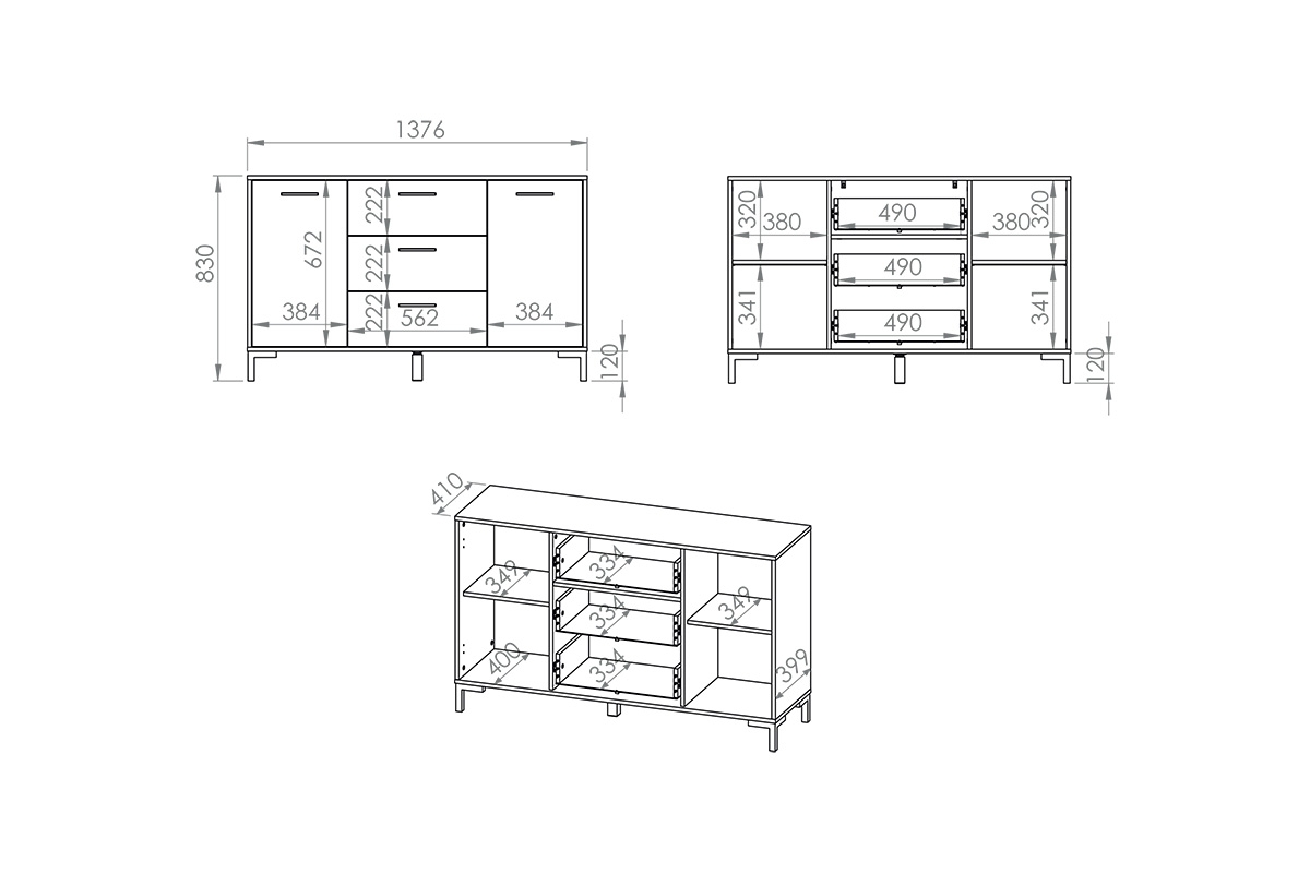 Komoda Klarso 12 so zásuvkami 138 cm - Dub artisan Komoda Dub artisan