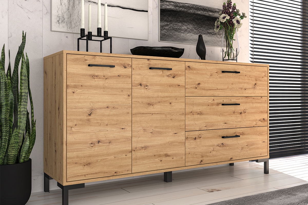 Komoda dvojdverová Klarso 13 so zásuvkami 159 cm - Dub artisan Komoda .