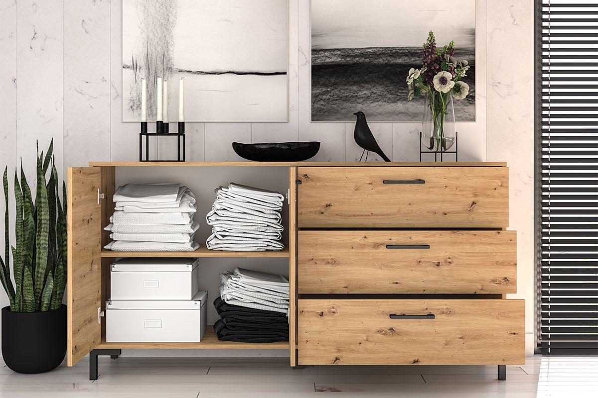 Komoda dvojdverová Klarso 13 so zásuvkami 159 cm - Dub artisan Komoda so zásuvkami