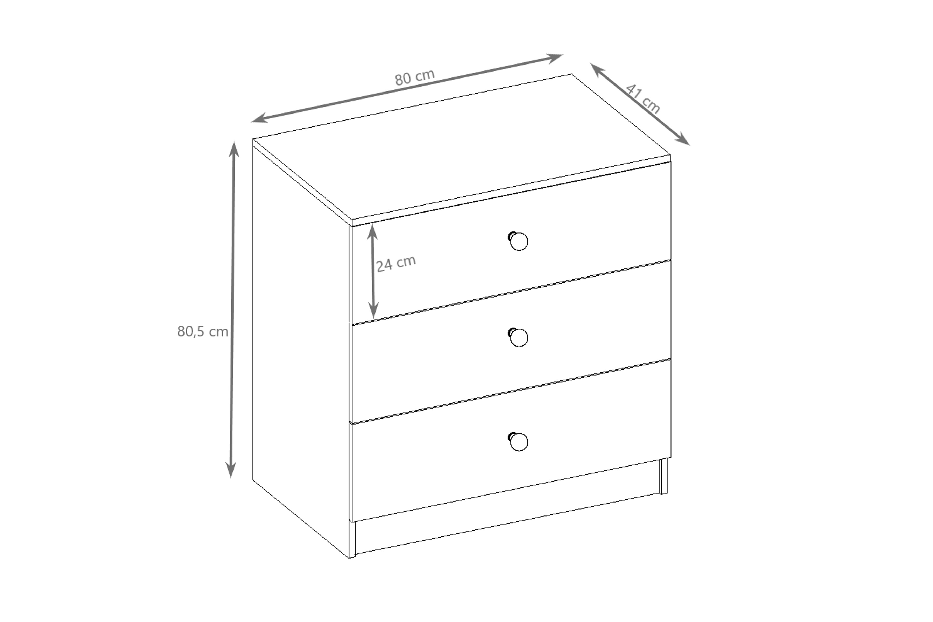 Detská komoda Bonzo 80 cm so zásuvkami - biela Komoda dziecieca Bonzo 80 cm - Biely