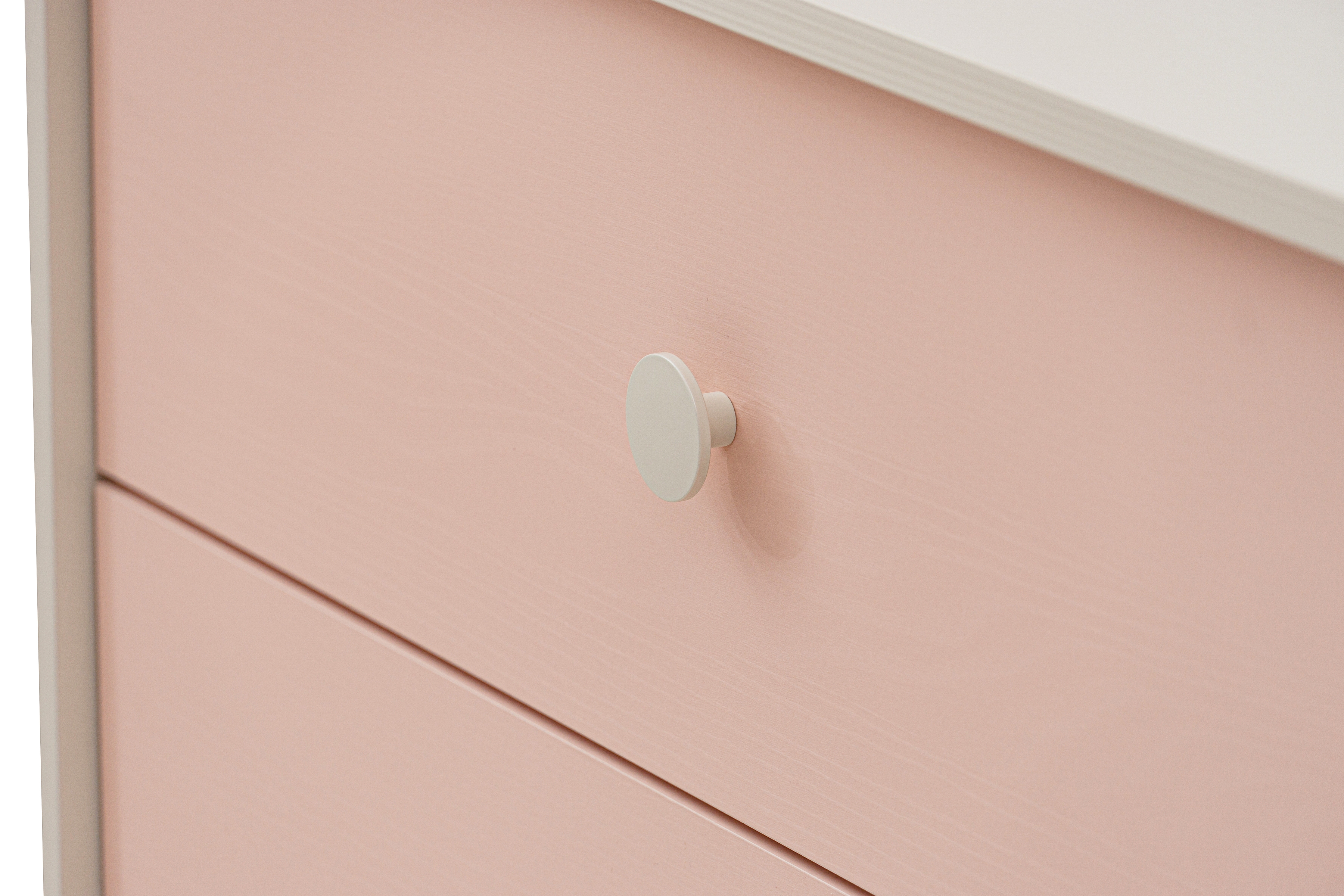 Dětská komoda Marla se zásuvkami 120 cm - pouštní písek / růžová Komoda dziecieca Marla 120 cm se zásuvkami - piasek pustyni / Růžová / millenial pink