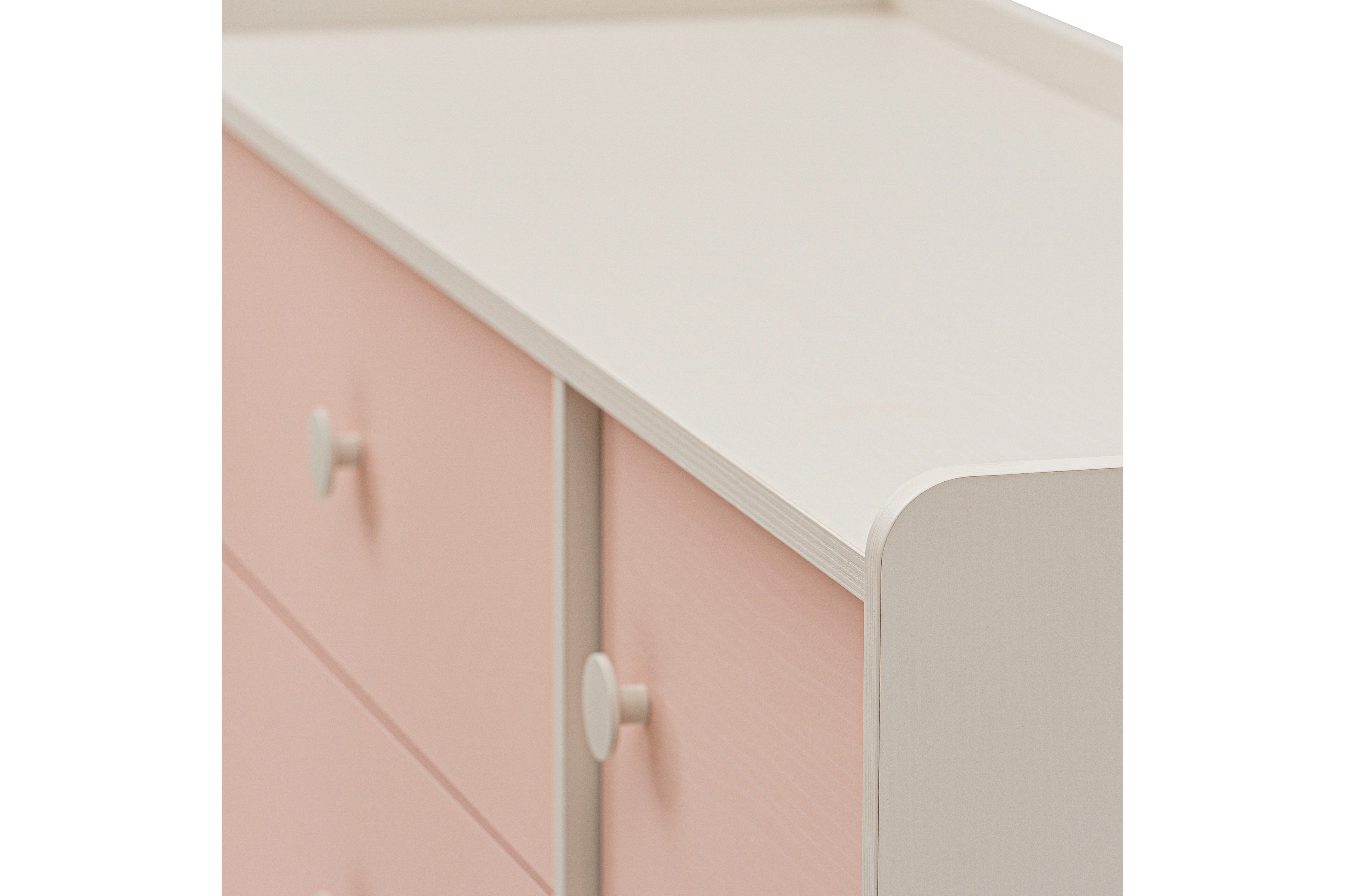 Dětská komoda Marla se zásuvkami 120 cm - pouštní písek / růžová Komoda dziecieca Marla 120 cm se zásuvkami - piasek pustyni / Růžová / millenial pink