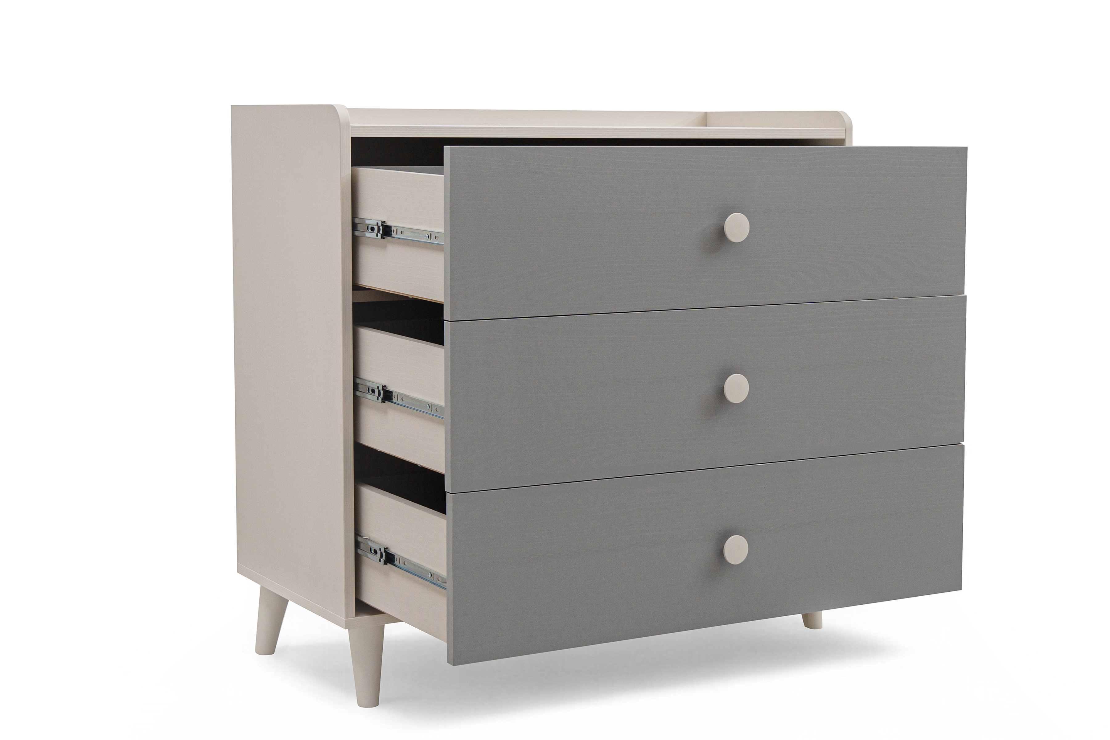Dětská zásuvková komoda Marla 90 cm - pouštní písek / šedá pallad Komoda dziecieca Marla 90 cm se zásuvkami - piasek pustyni / šedá pallad