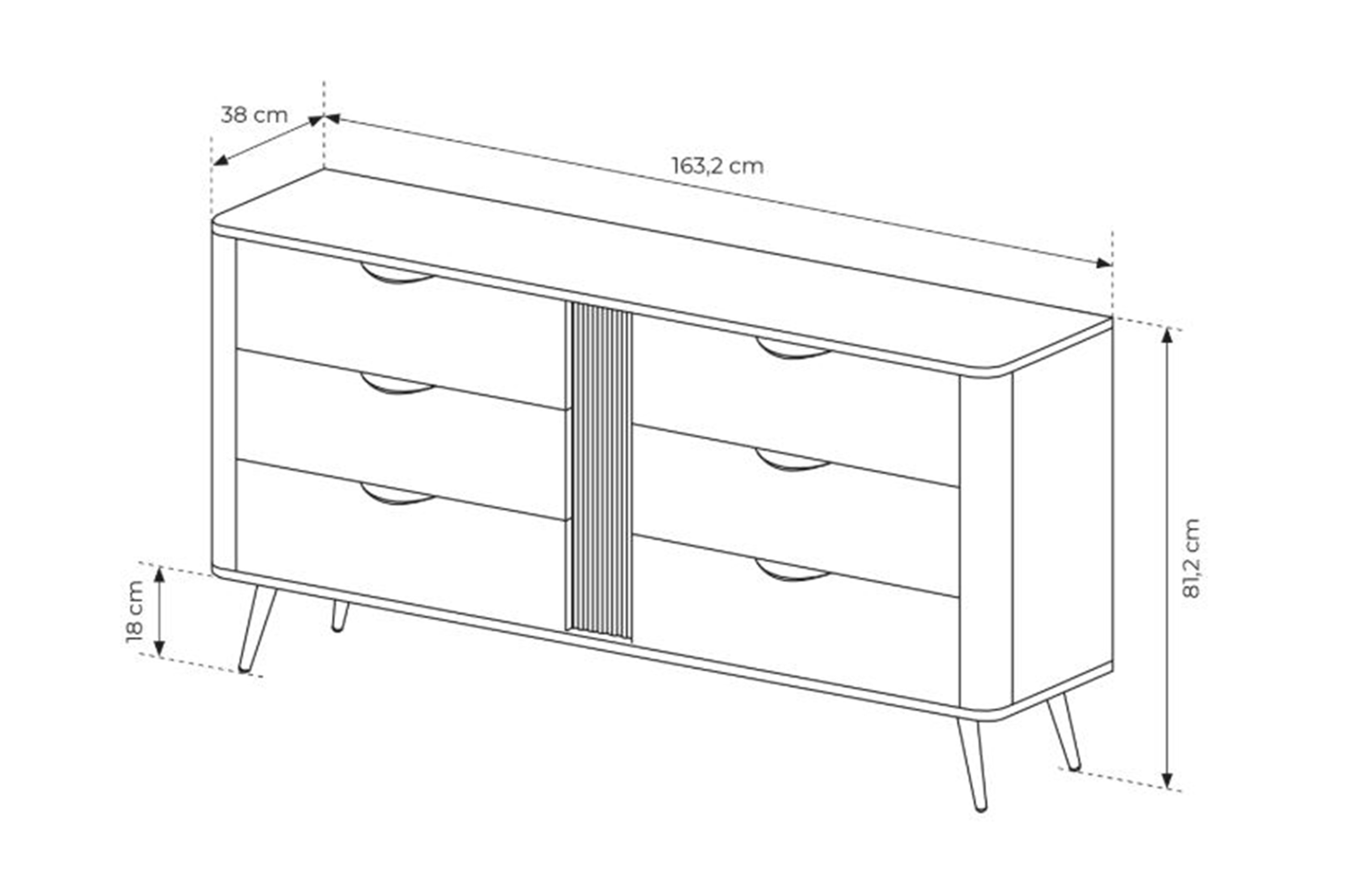 Komoda Edrin 163 cm se zásuvkami - dub dunin / černá Komoda Edrin 163 cm se zásuvkami - dub dunin / černá