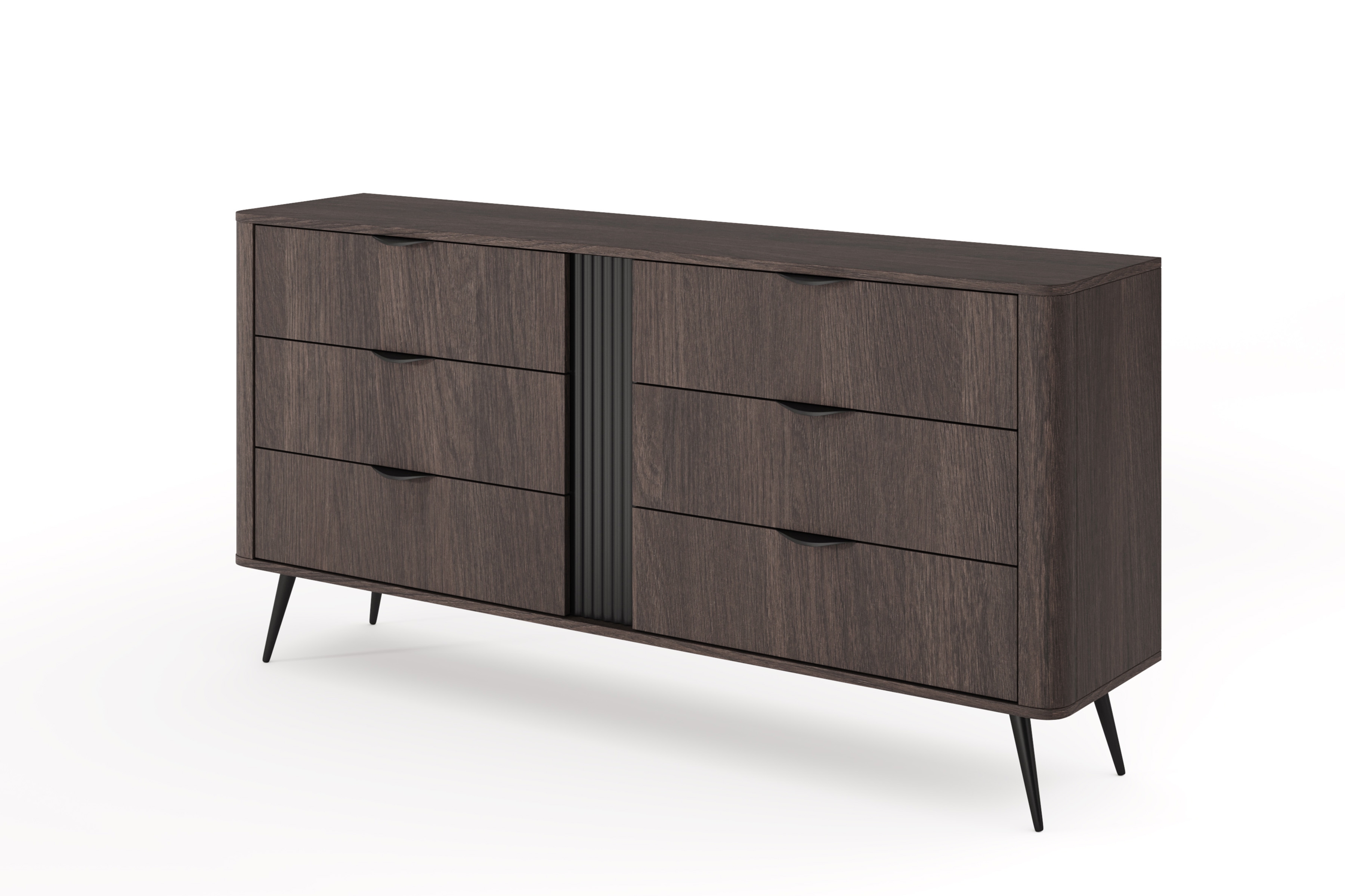 Komoda Edrin 163 cm so zásuvkami - Dub dunin / Čierny