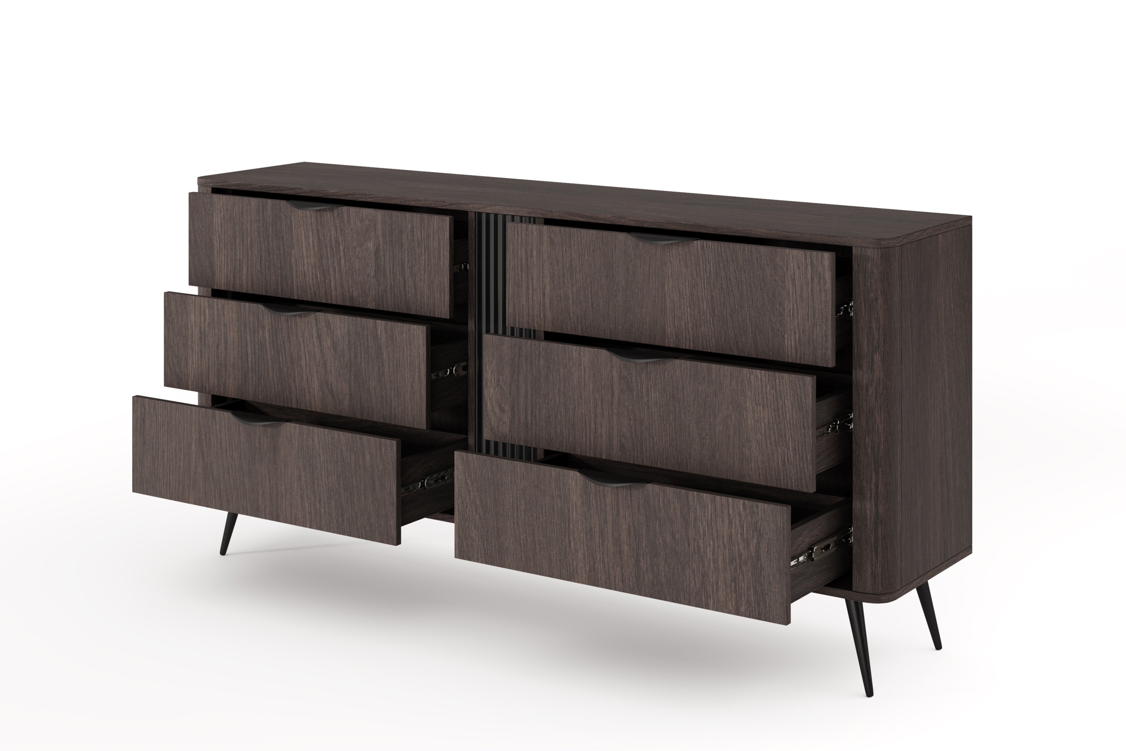 Komoda Edrin 163 cm se zásuvkami - dub dunin / černá Komoda Edrin 163 cm se zásuvkami - dub dunin / černá