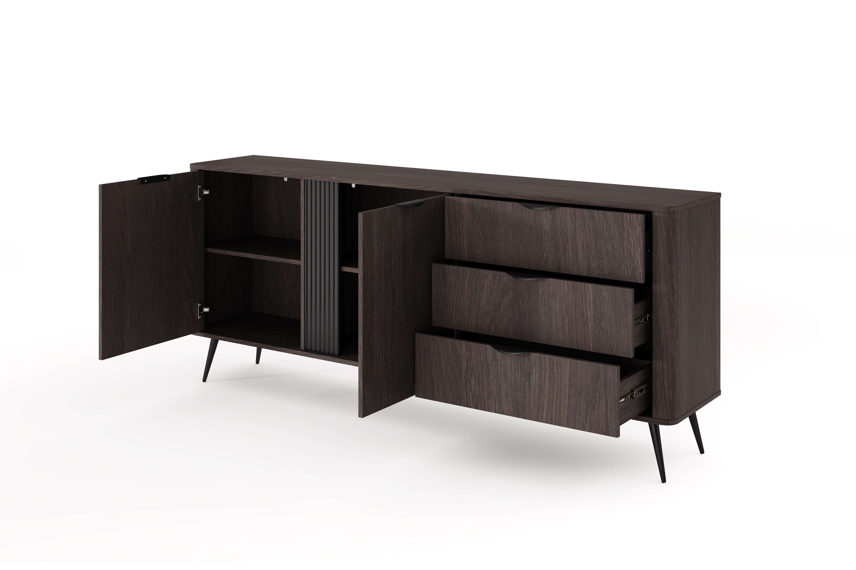 Komoda Edrin 195 cm so zásuvkami - dub dunin / čierna Komoda Edrin 195 cm so zásuvkami - Dub dunin / Čierny