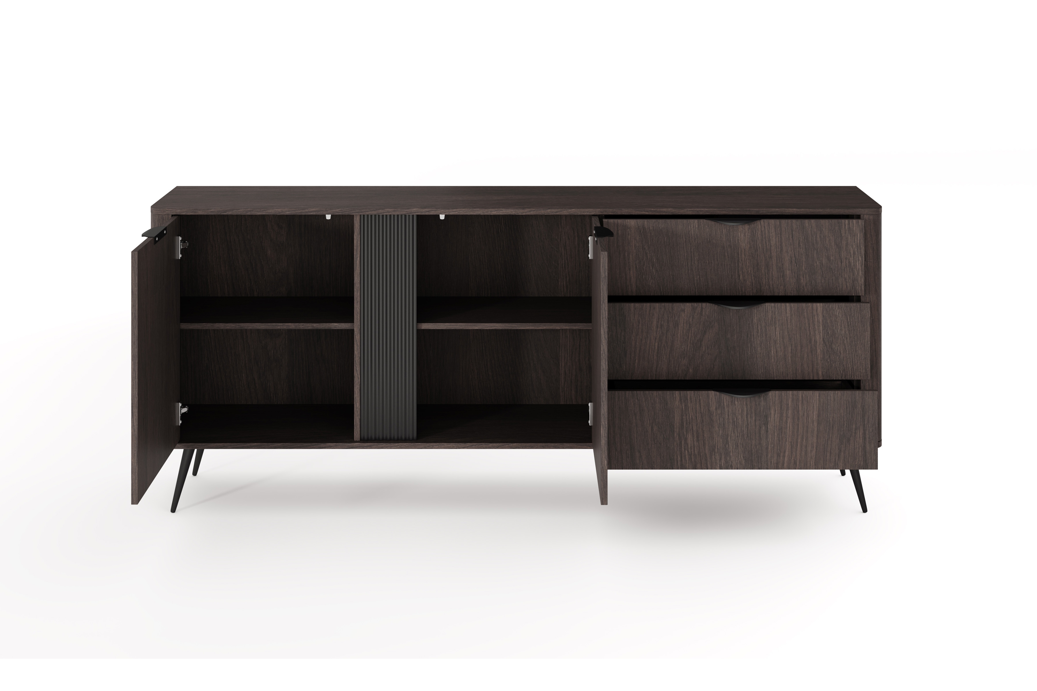 Komoda Edrin 195 cm so zásuvkami - dub dunin / čierna Komoda Edrin 195 cm so zásuvkami - Dub dunin / Čierny