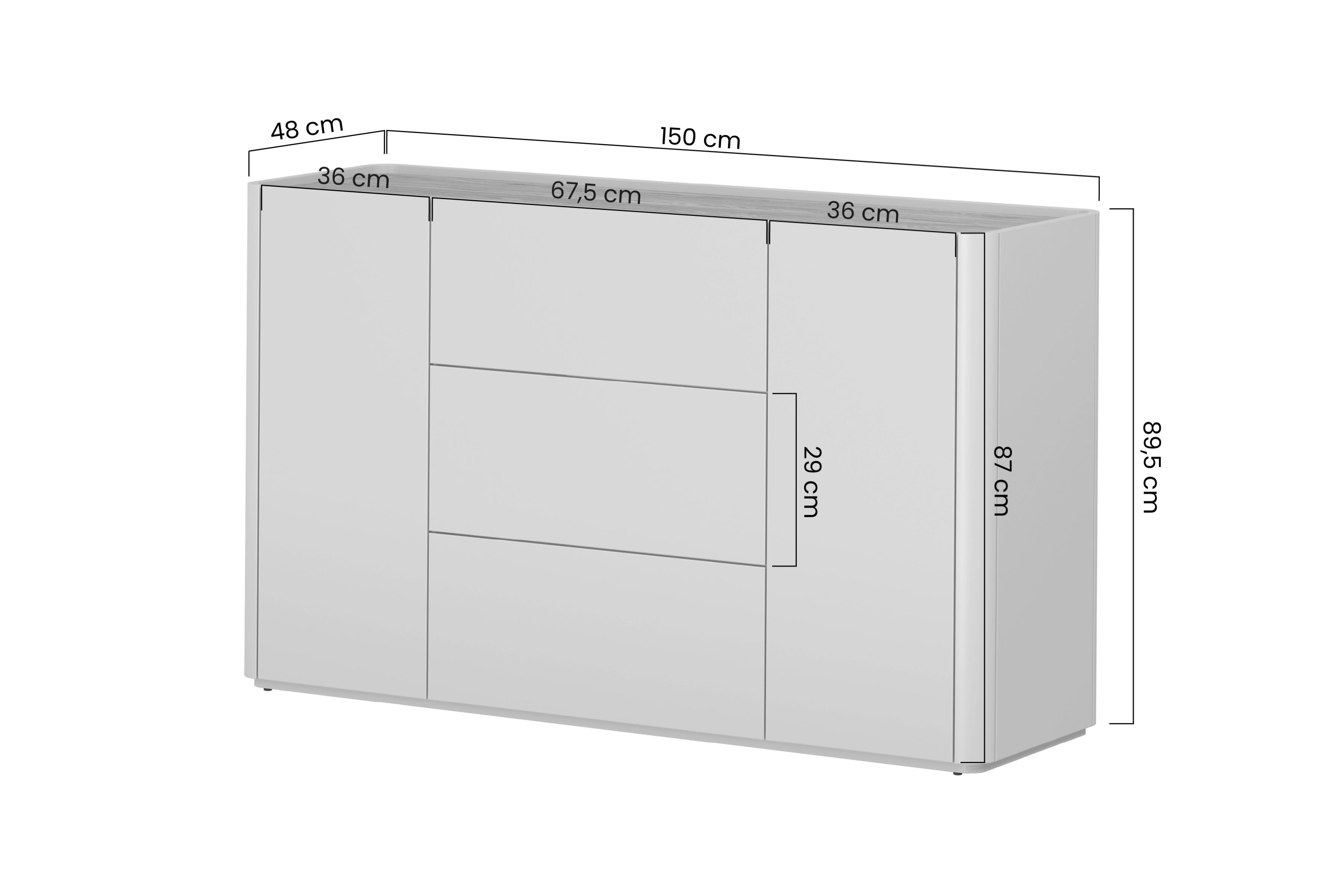 Komoda Elivo 150 cm - eukalyptus / dub baltic dune Komoda Elivo 150 cm so zásuvkami - eukaliptus / Dub baltic dune