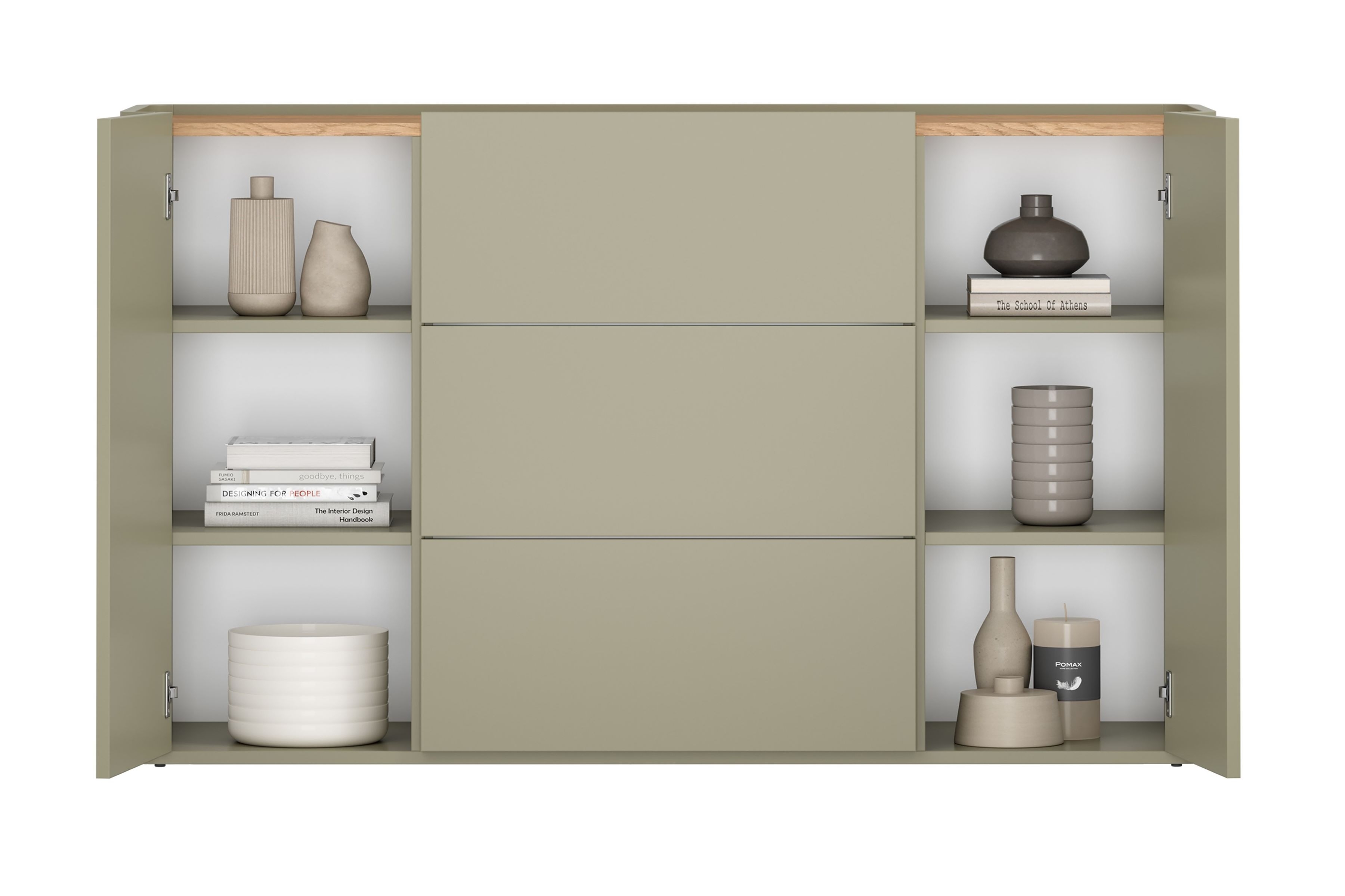 Komoda Elivo 150 cm - eukalyptus / dub baltic dune Komoda Elivo 150 cm so zásuvkami - eukaliptus / Dub baltic dune