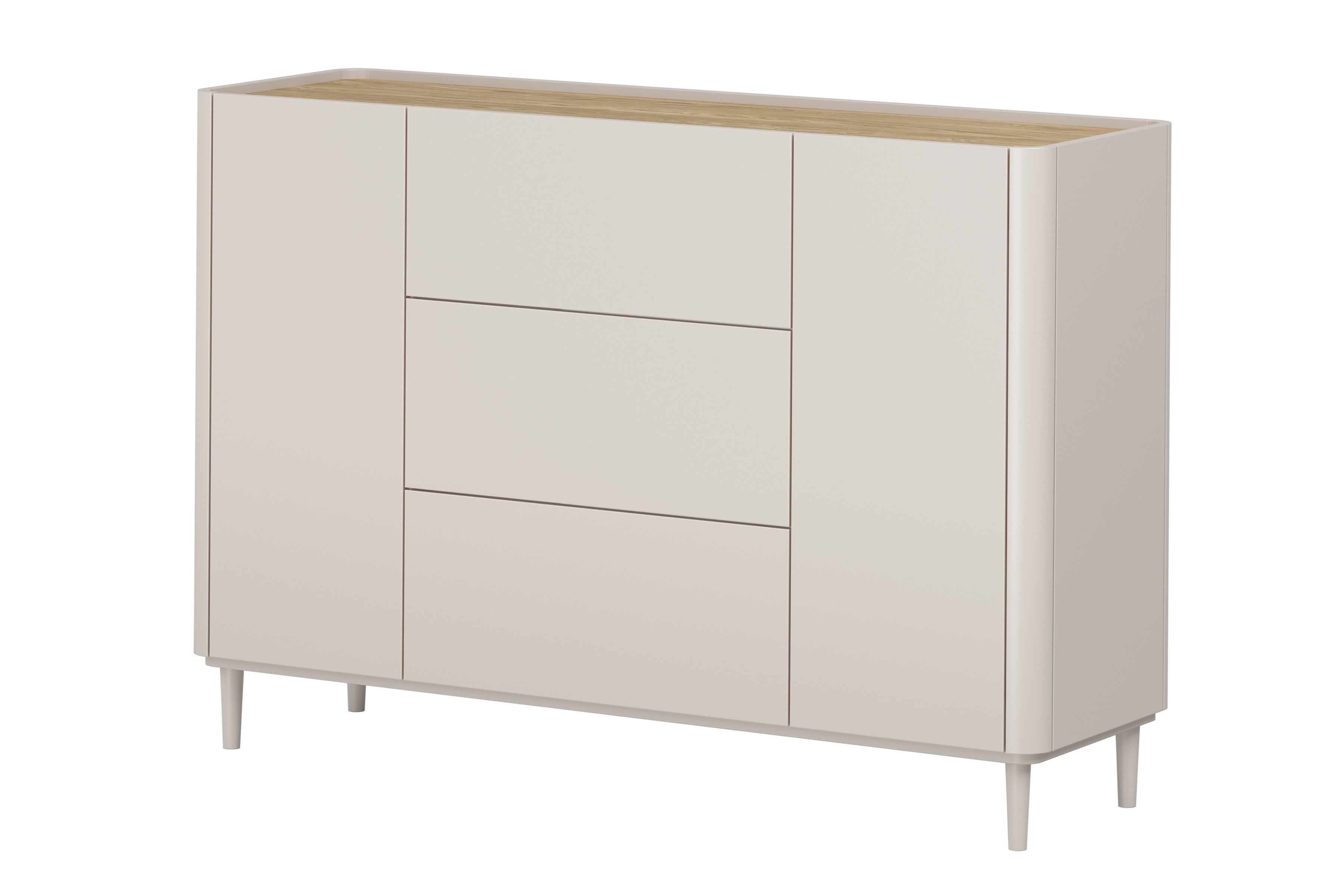 Komoda Elivo 150 cm so zásuvkami na nožičkách - kašmír / olejovaný dub Komoda Elivo 150 cm so zásuvkami na nôžkach - kašmír / Dub olejowany